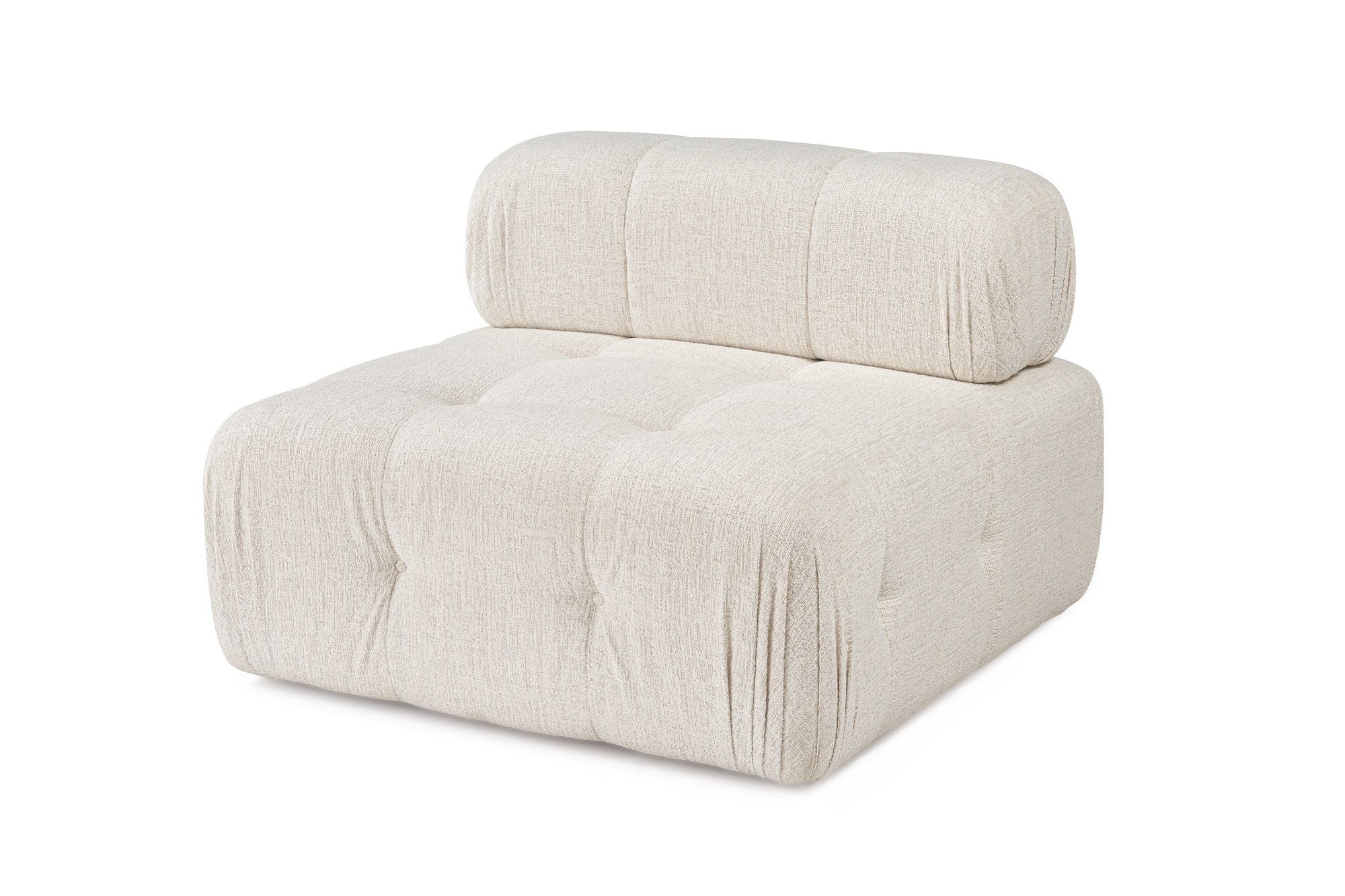 Sofá elegante de 1 lugar, cor creme, 100 cm x 100 cm x 80 cm | Estrutura em madeira de faia e aglomerado, 100% poliéster, espuma 28 DNS | Design moderno com mecanismo de mudança