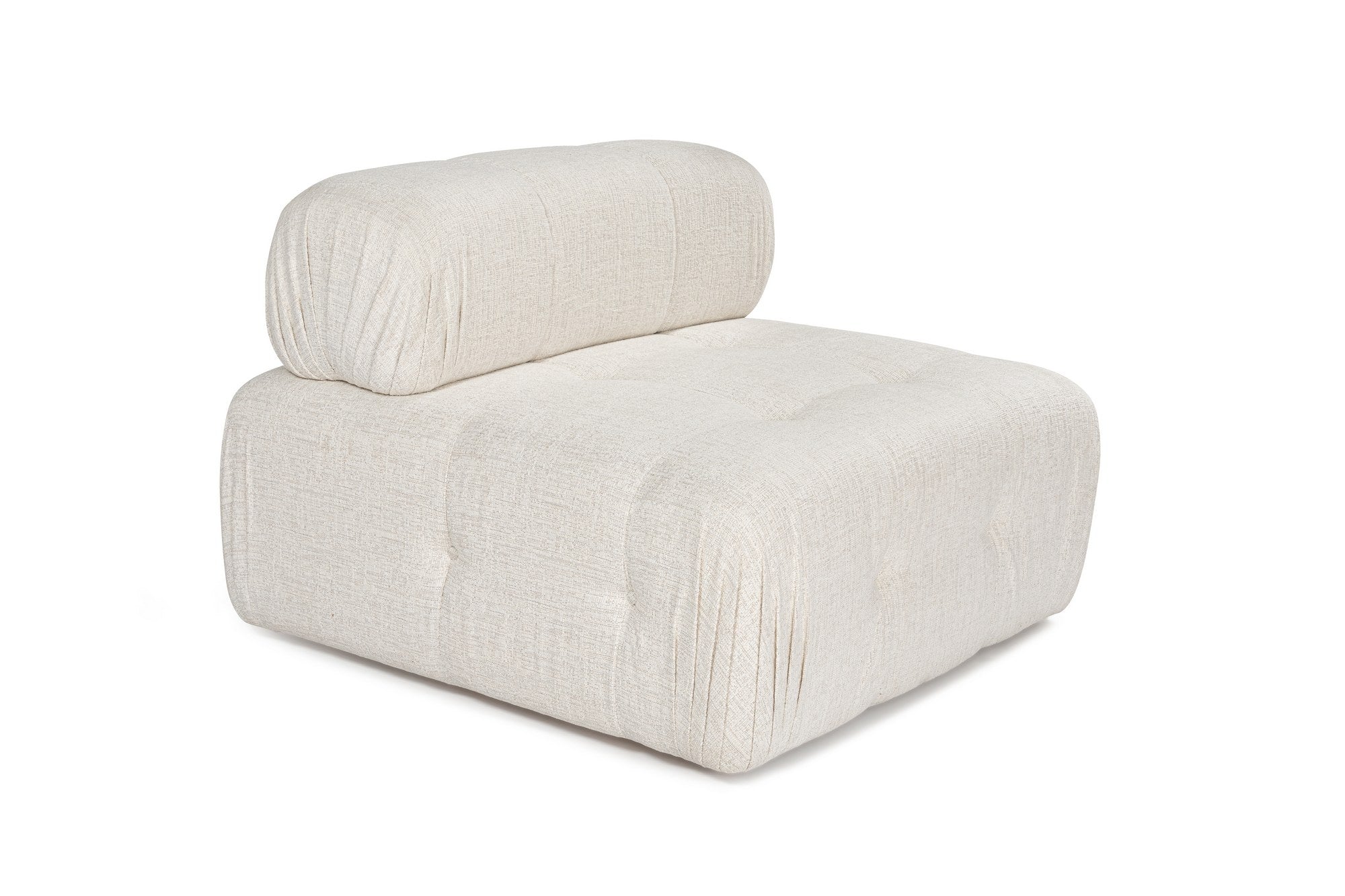 Sofá elegante de 1 lugar, cor creme, 100 cm x 100 cm x 80 cm | Estrutura em madeira de faia e aglomerado, 100% poliéster, espuma 28 DNS | Design moderno com mecanismo de mudança