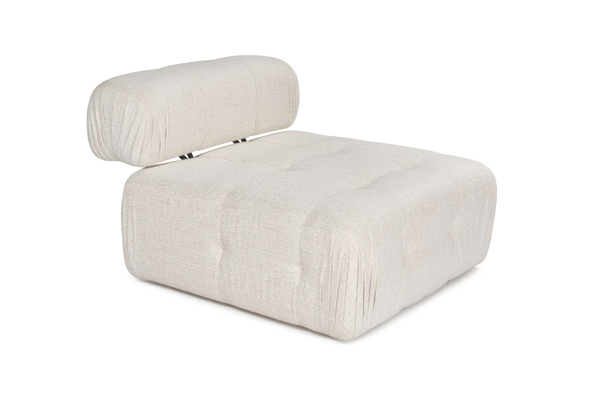 Sofá elegante de 1 lugar, cor creme, 100 cm x 100 cm x 80 cm | Estrutura em madeira de faia e aglomerado, 100% poliéster, espuma 28 DNS | Design moderno com mecanismo de mudança