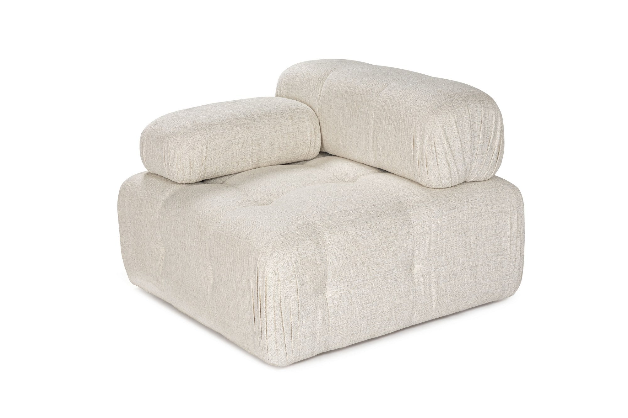 Sofá elegante de 1 lugar, cor creme, 100 cm x 100 cm x 80 cm | Estrutura em madeira de faia e aglomerado, 100% poliéster, espuma 28 DNS | Design moderno com mecanismo de mudança