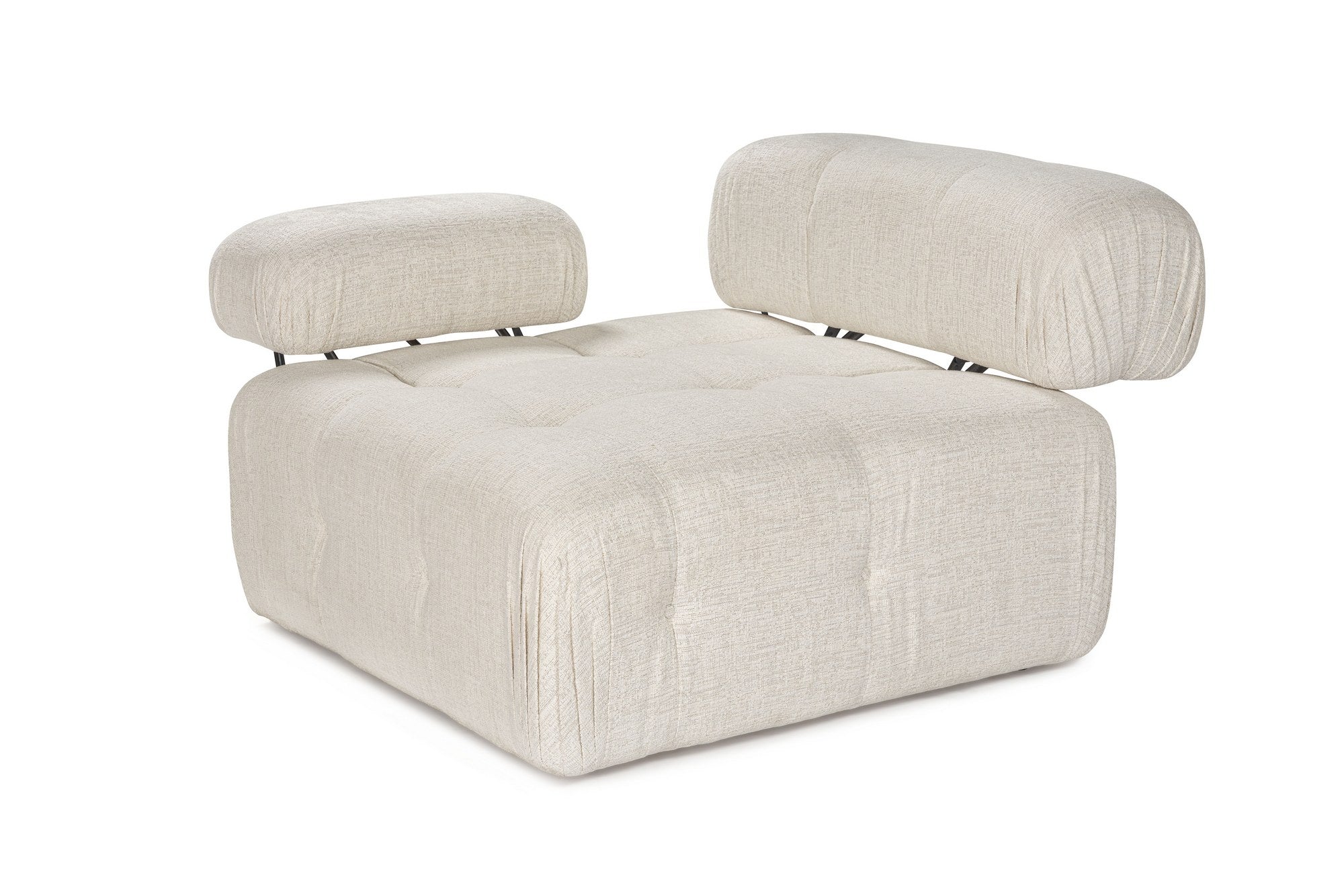 Sofá elegante de 1 lugar, cor creme, 100 cm x 100 cm x 80 cm | Estrutura em madeira de faia e aglomerado, 100% poliéster, espuma 28 DNS | Design moderno com mecanismo de mudança