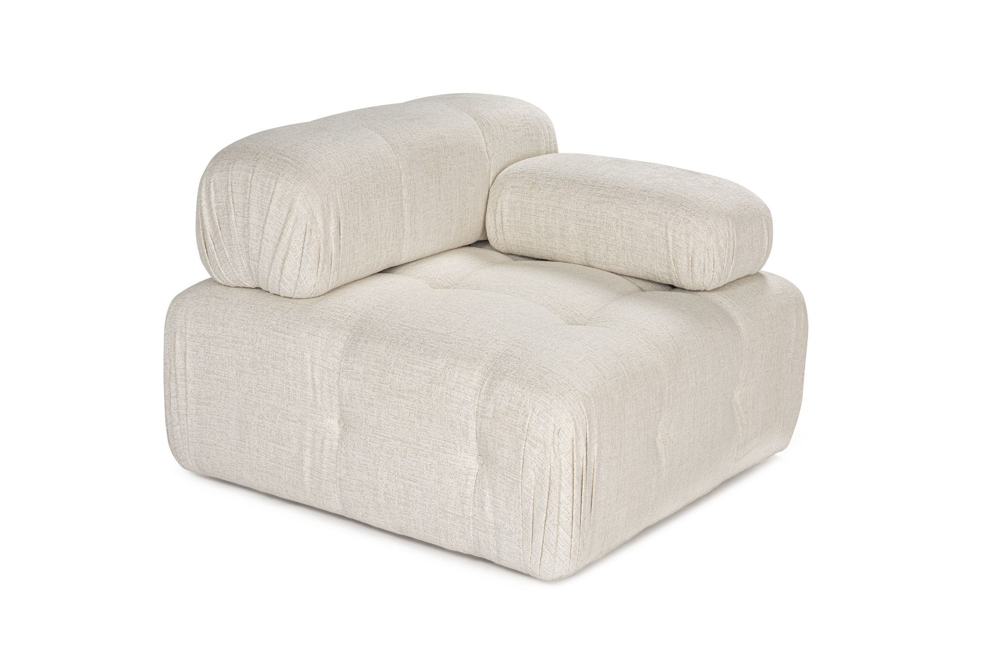 Sofá elegante de 1 lugar, cor creme, 100 cm x 100 cm x 80 cm | Estrutura em madeira de faia e aglomerado, 100% poliéster, espuma 28 DNS | Design moderno com mecanismo de mudança