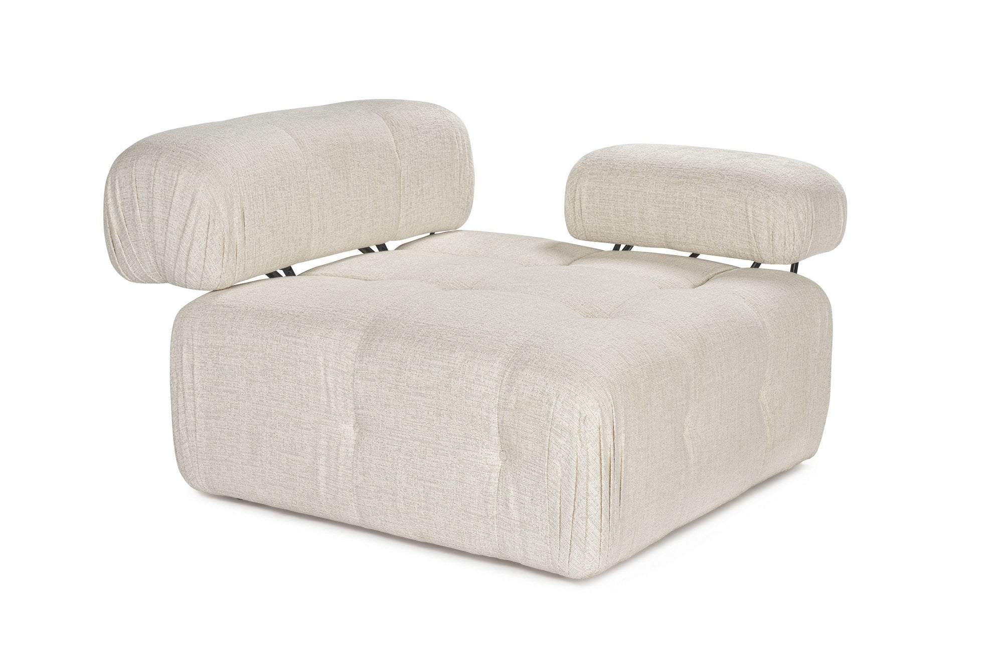 Sofá elegante de 1 lugar, cor creme, 100 cm x 100 cm x 80 cm | Estrutura em madeira de faia e aglomerado, 100% poliéster, espuma 28 DNS | Design moderno com mecanismo de mudança