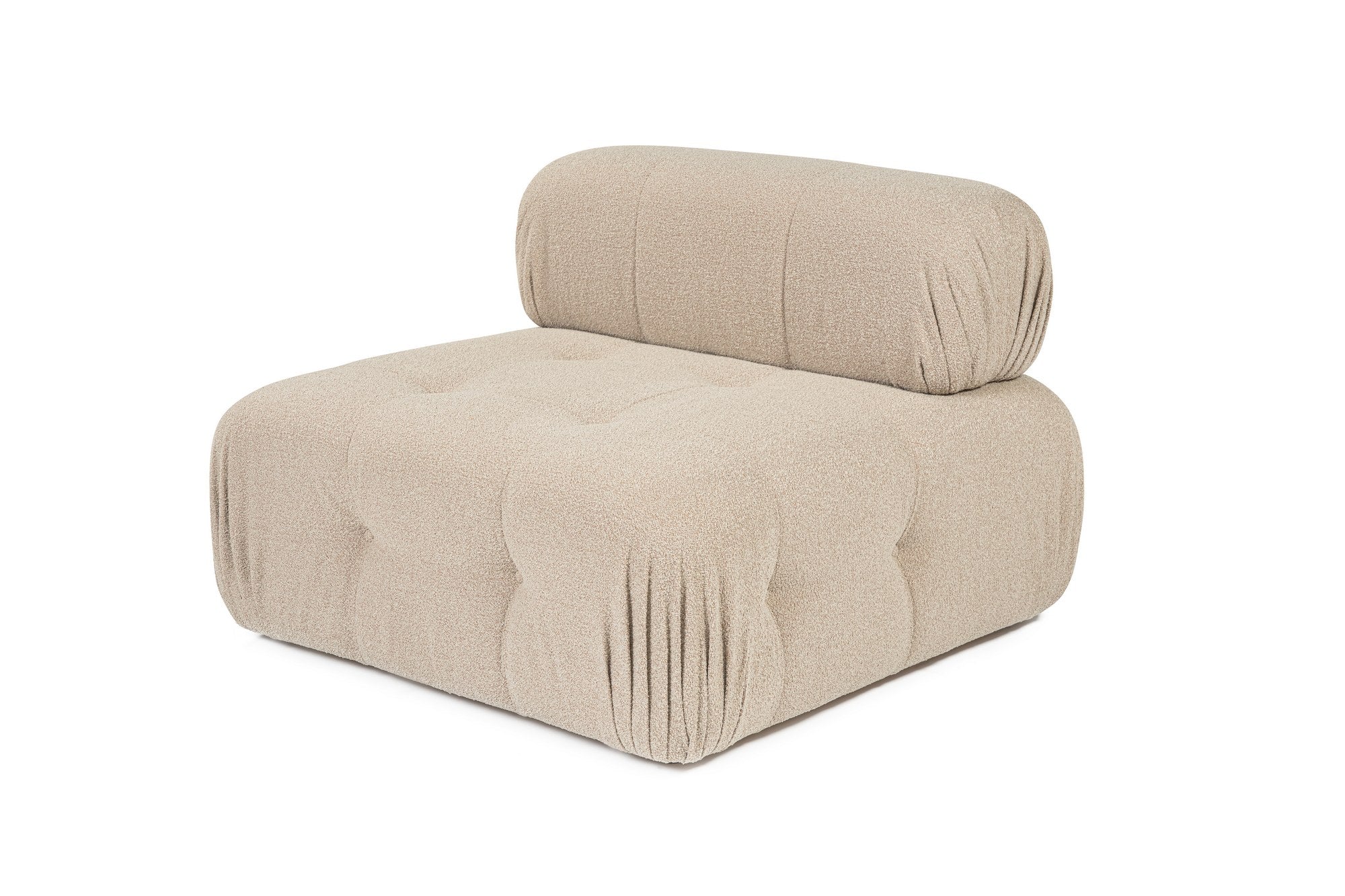 Sofá elegante de 1 lugar, cor pêssego, 100 cm x 100 cm x 80 cm | Estrutura em madeira de faia e aglomerado, 100% poliéster, espuma 28 DNS | Design moderno com mecanismo de mudança