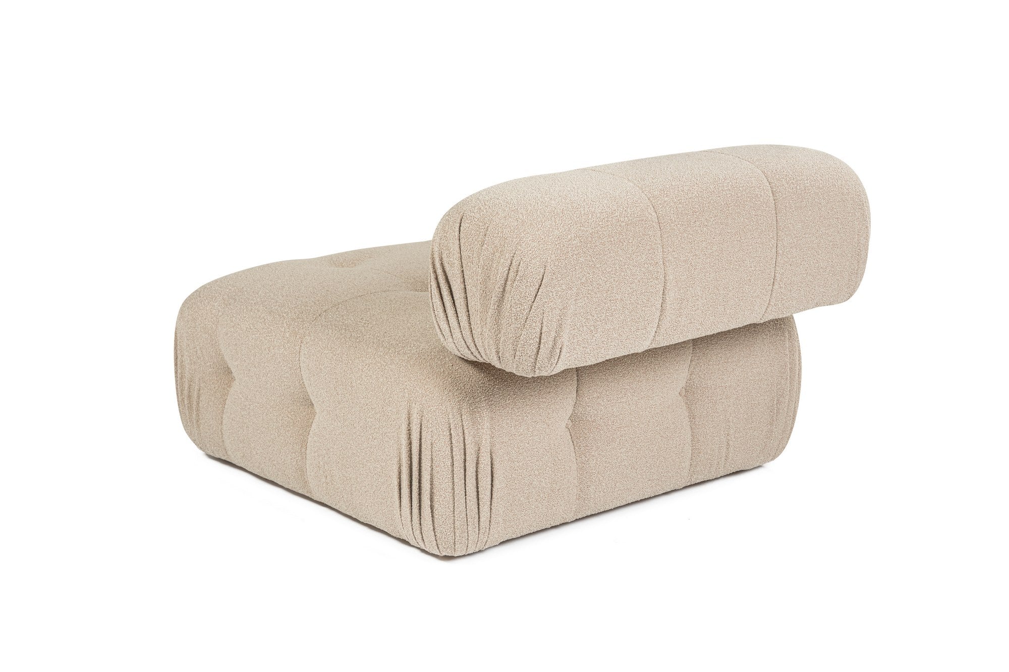 Sofá elegante de 1 lugar, cor pêssego, 100 cm x 100 cm x 80 cm | Estrutura em madeira de faia e aglomerado, 100% poliéster, espuma 28 DNS | Design moderno com mecanismo de mudança