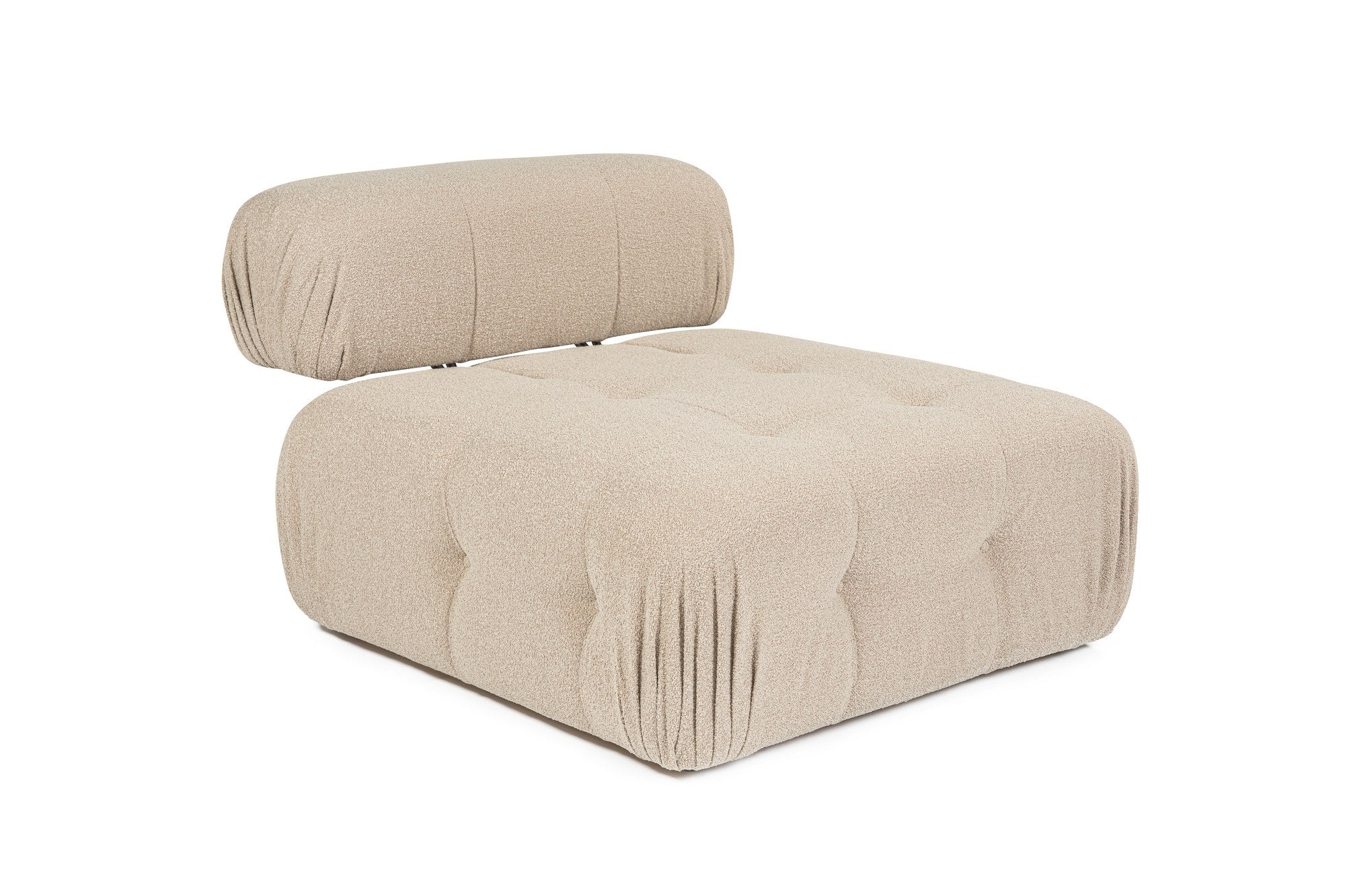 Sofá elegante de 1 lugar, cor pêssego, 100 cm x 100 cm x 80 cm | Estrutura em madeira de faia e aglomerado, 100% poliéster, espuma 28 DNS | Design moderno com mecanismo de mudança