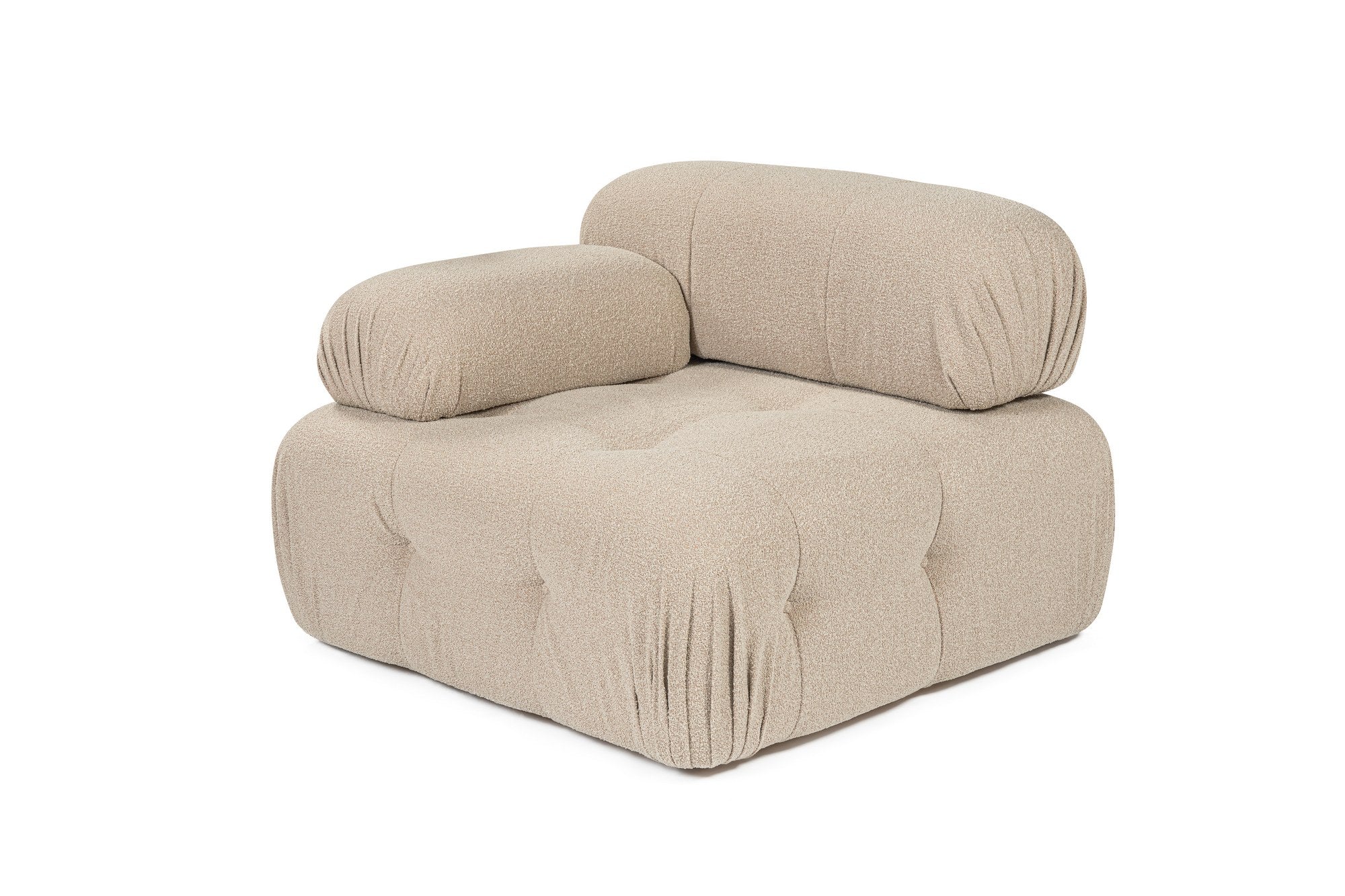 Sofá elegante de 1 lugar, cor pêssego, 100 cm x 100 cm x 80 cm | Estrutura em madeira de faia e aglomerado, 100% poliéster, espuma 28 DNS | Design moderno com mecanismo de mudança