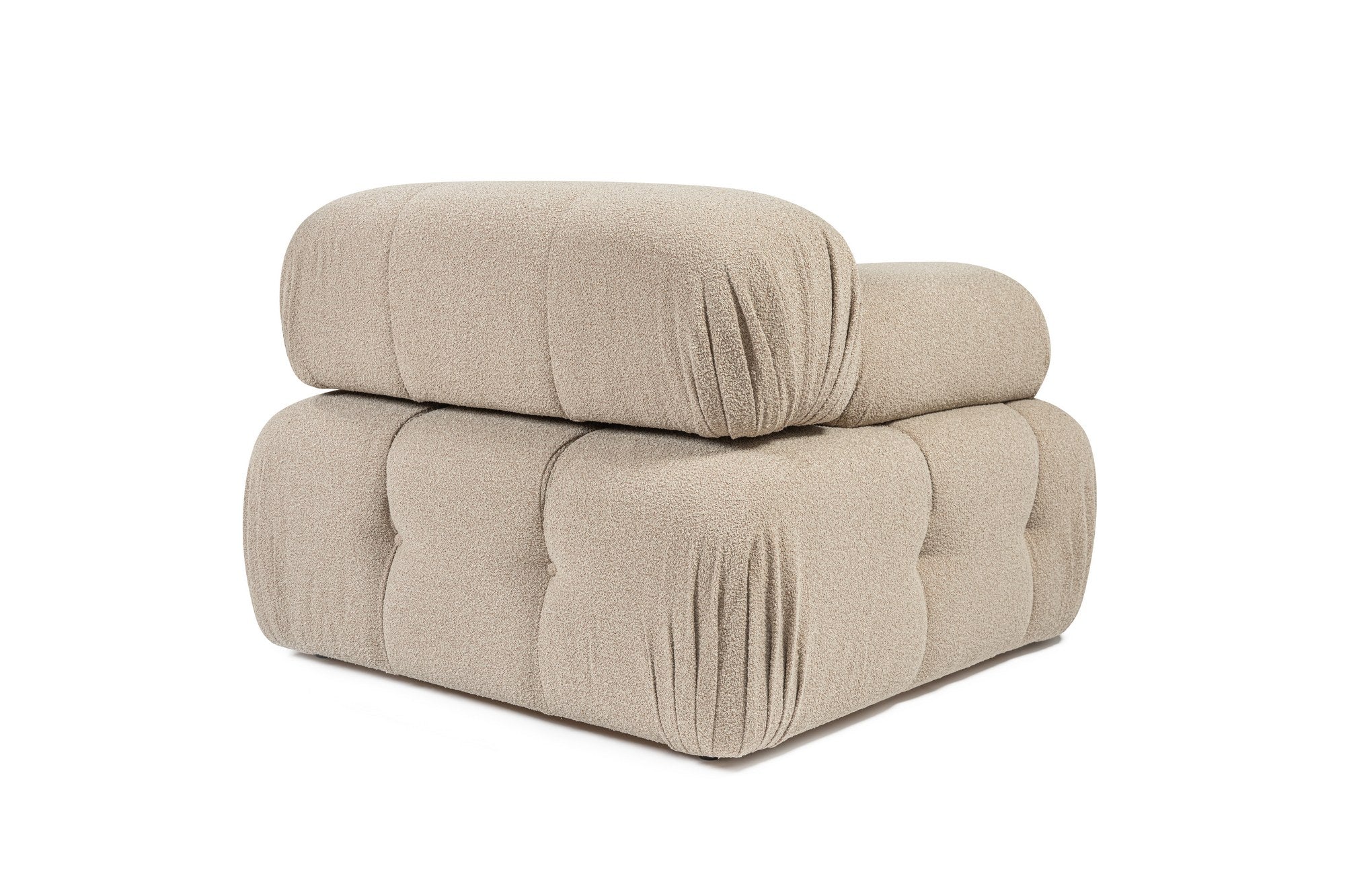 Sofá elegante de 1 lugar, cor pêssego, 100 cm x 100 cm x 80 cm | Estrutura em madeira de faia e aglomerado, 100% poliéster, espuma 28 DNS | Design moderno com mecanismo de mudança