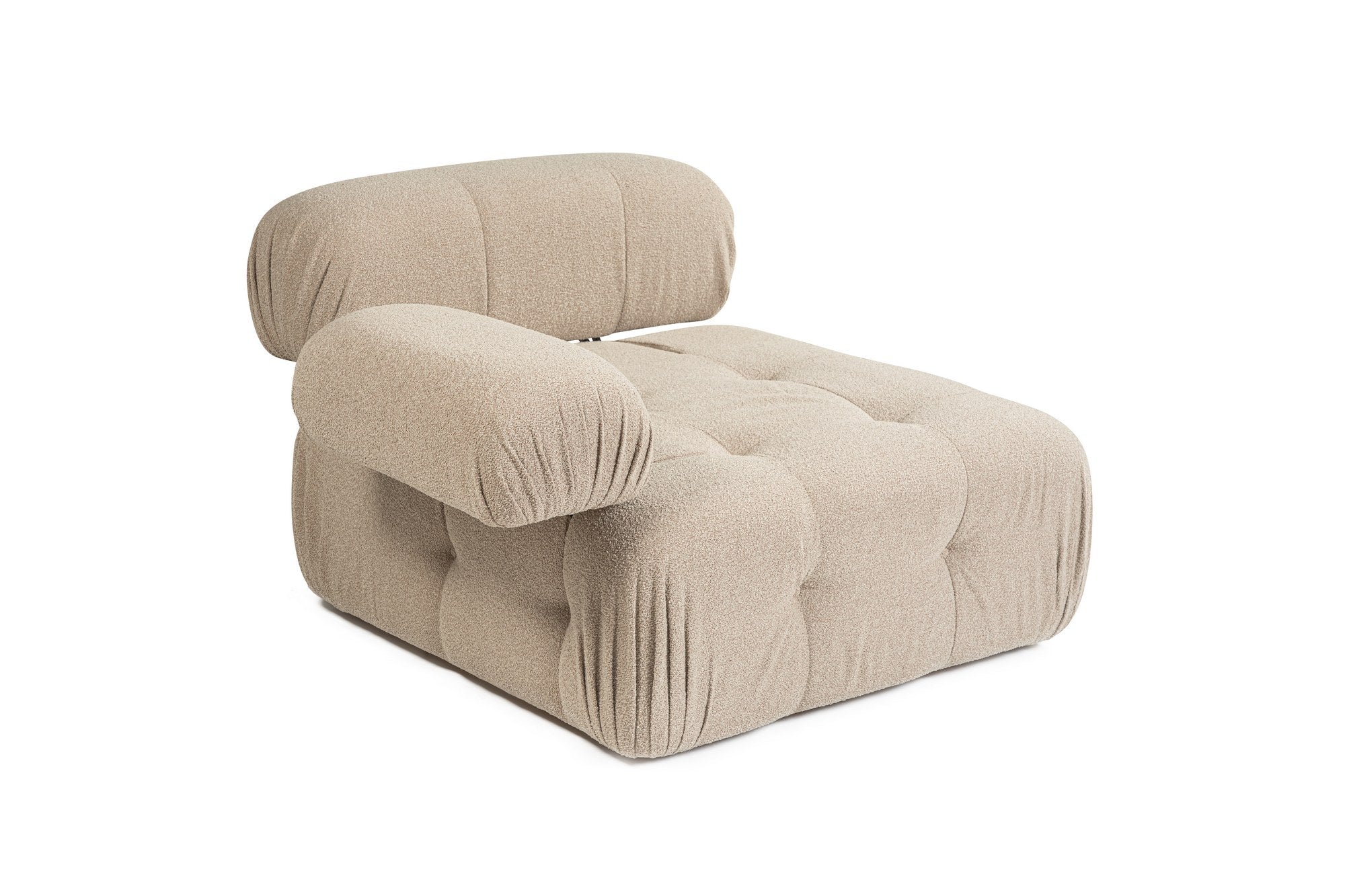 Sofá elegante de 1 lugar, cor pêssego, 100 cm x 100 cm x 80 cm | Estrutura em madeira de faia e aglomerado, 100% poliéster, espuma 28 DNS | Design moderno com mecanismo de mudança