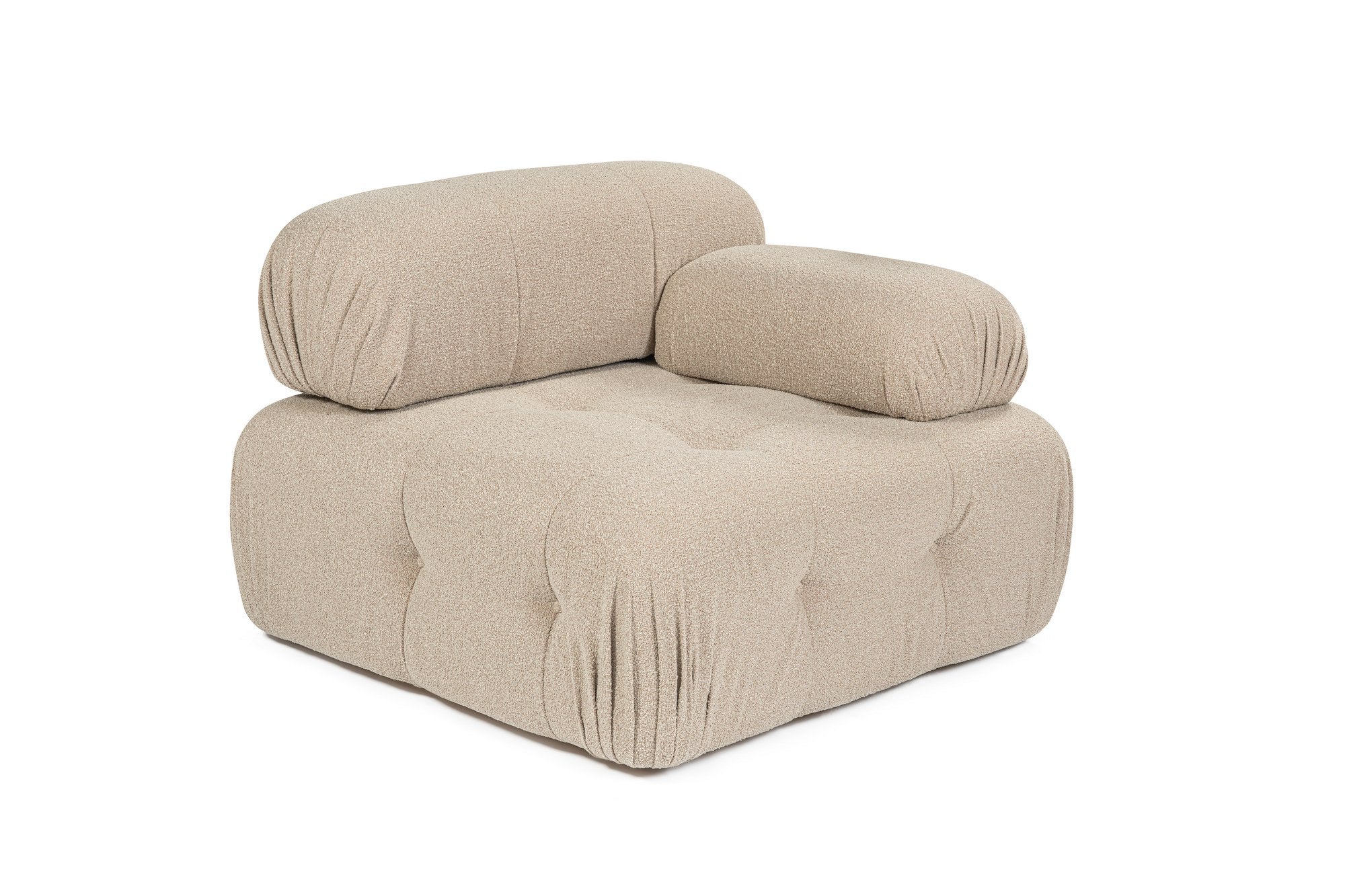 Sofá elegante de 1 lugar, cor pêssego, 100 cm x 100 cm x 80 cm | Estrutura em madeira de faia e aglomerado, 100% poliéster, espuma 28 DNS | Design moderno com mecanismo de mudança