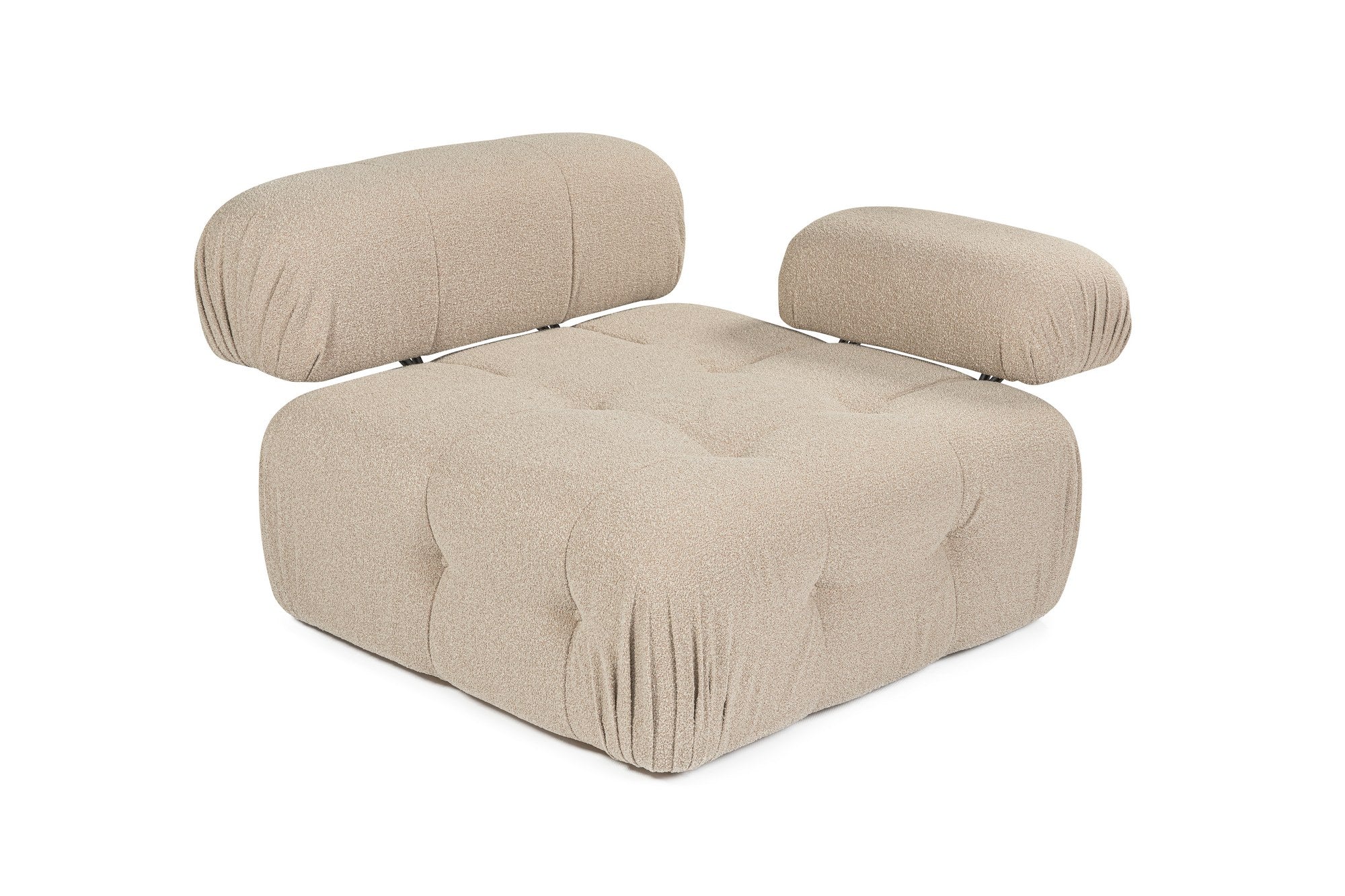 Sofá elegante de 1 lugar, cor pêssego, 100 cm x 100 cm x 80 cm | Estrutura em madeira de faia e aglomerado, 100% poliéster, espuma 28 DNS | Design moderno com mecanismo de mudança