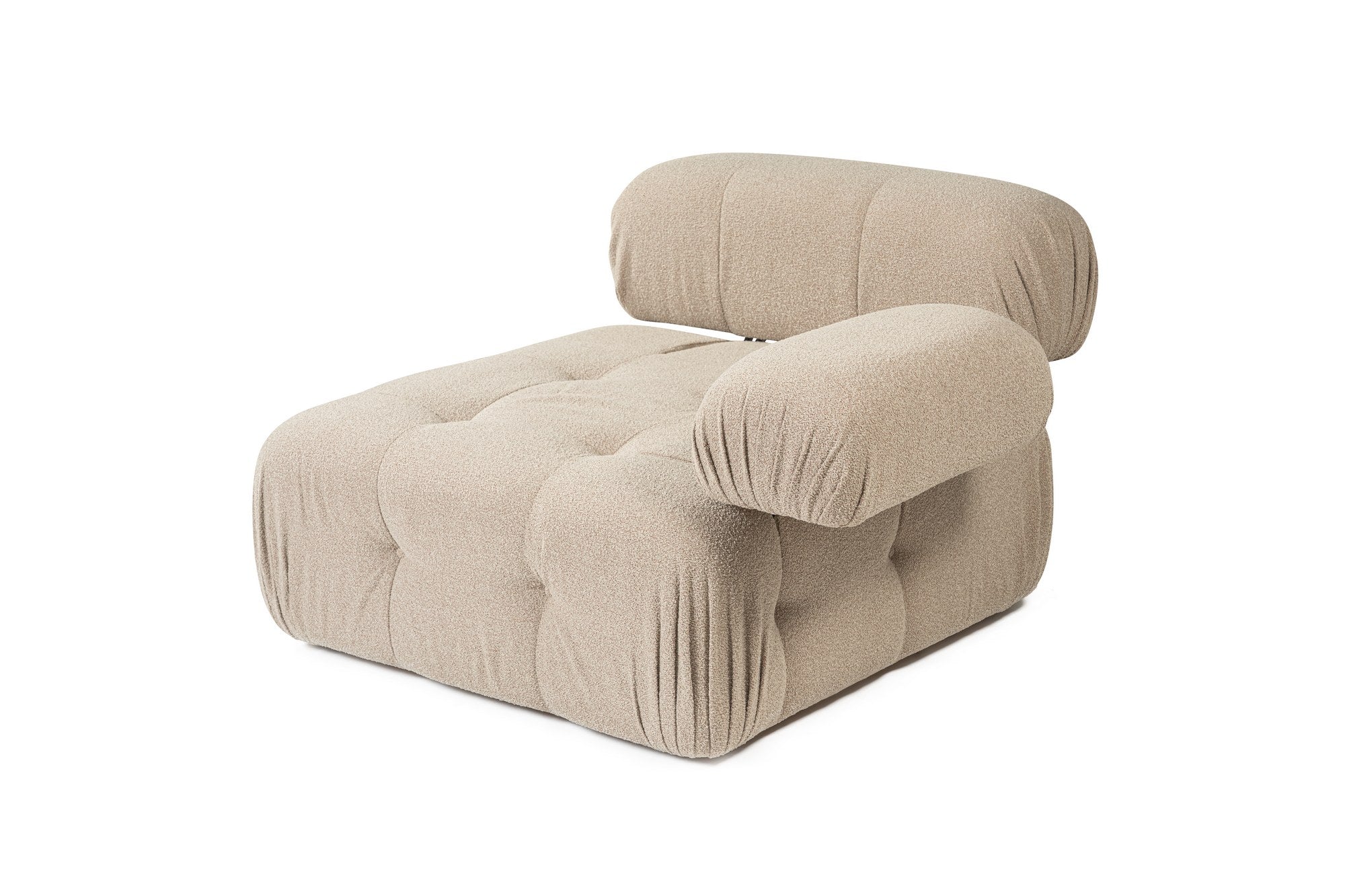 Sofá elegante de 1 lugar, cor pêssego, 100 cm x 100 cm x 80 cm | Estrutura em madeira de faia e aglomerado, 100% poliéster, espuma 28 DNS | Design moderno com mecanismo de mudança
