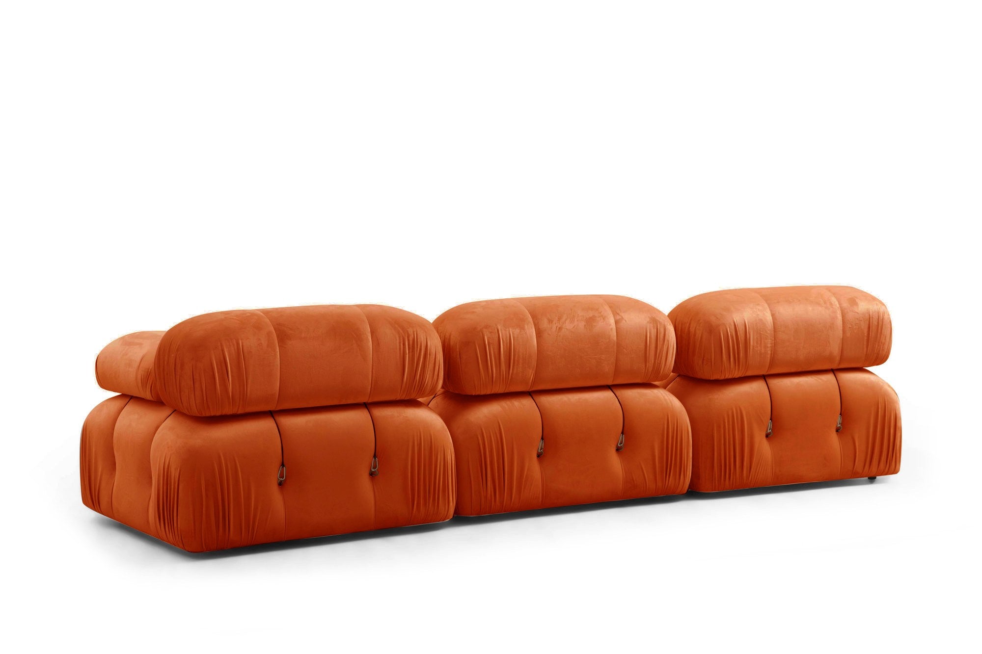 Sofá elegante de 3 lugares, laranja, 288 x 95 x 75 cm | Estrutura em madeira de faia e aglomerado, 100% poliéster, encosto e braço removíveis | Design confortável e moderno