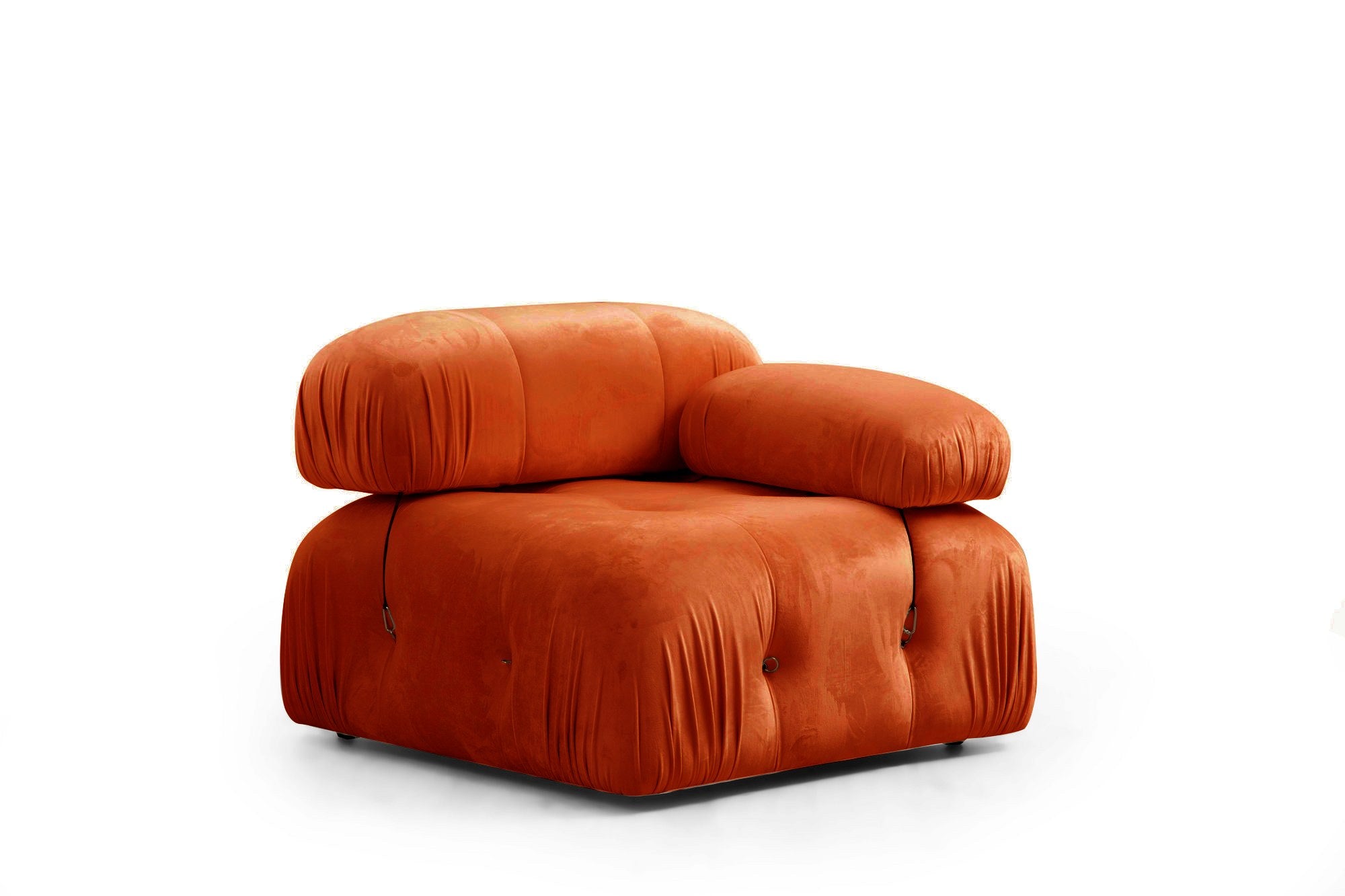 Sofá elegante de 3 lugares, laranja, 288 x 95 x 75 cm | Estrutura em madeira de faia e aglomerado, 100% poliéster, encosto e braço removíveis | Design confortável e moderno