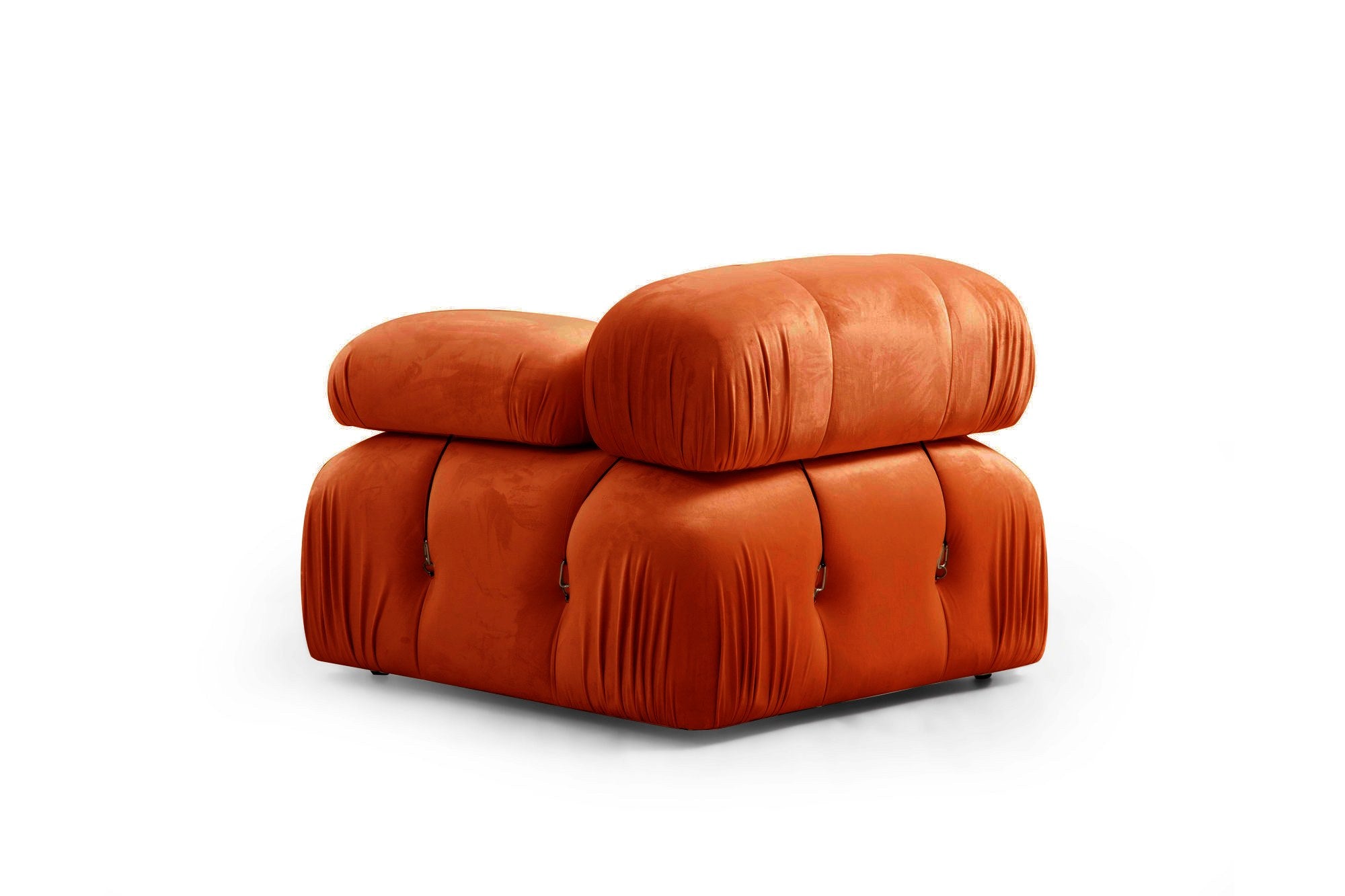 Sofá elegante de 3 lugares, laranja, 288 x 95 x 75 cm | Estrutura em madeira de faia e aglomerado, 100% poliéster, encosto e braço removíveis | Design confortável e moderno