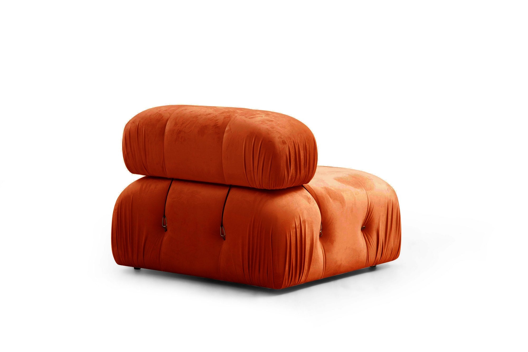 Sofá elegante de 3 lugares, laranja, 288 x 95 x 75 cm | Estrutura em madeira de faia e aglomerado, 100% poliéster, encosto e braço removíveis | Design confortável e moderno
