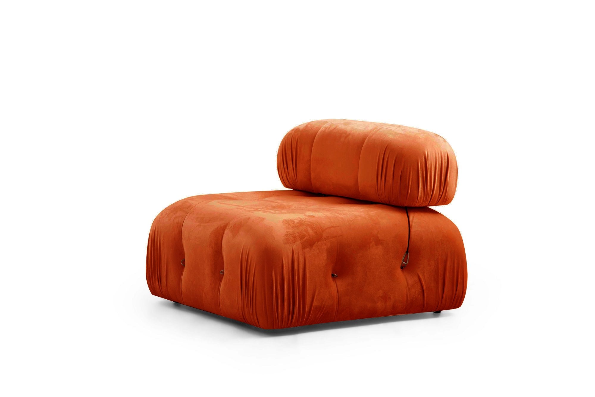 Sofá elegante de 3 lugares, laranja, 288 x 95 x 75 cm | Estrutura em madeira de faia e aglomerado, 100% poliéster, encosto e braço removíveis | Design confortável e moderno