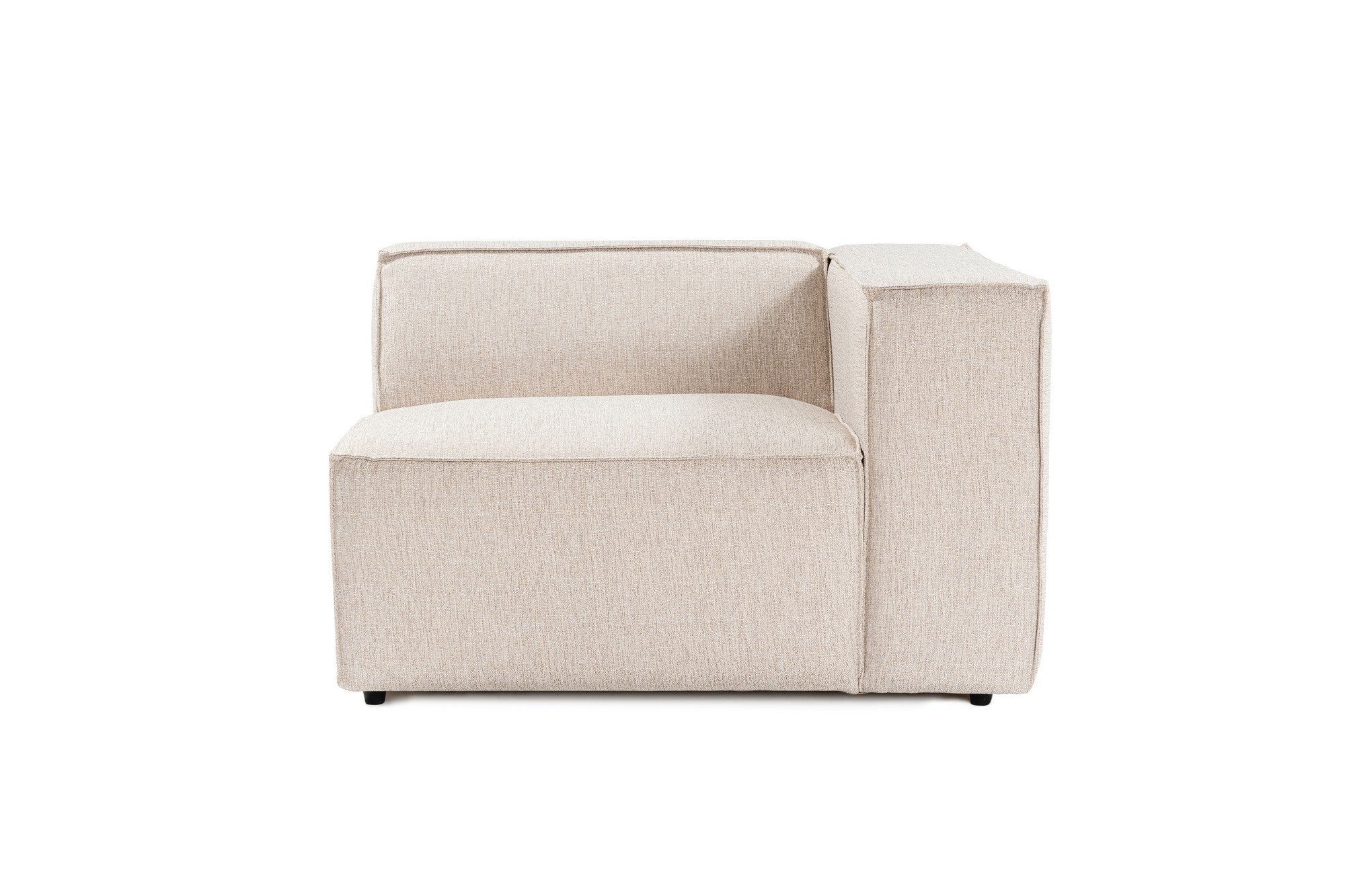 Sofá elegante de 1 lugar, marrom claro, 66 cm de altura | Estrutura 100% madeira de carpa, tecido 100% linho, espuma 32 DNS, inclui 1 almofada | Design elegante e confortável