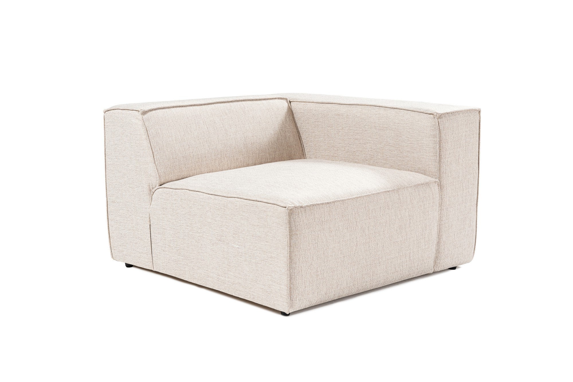 Sofá elegante de 1 lugar, marrom claro, 66 cm de altura | Estrutura 100% madeira de carpa, tecido 100% linho, espuma 32 DNS, inclui 1 almofada | Design elegante e confortável