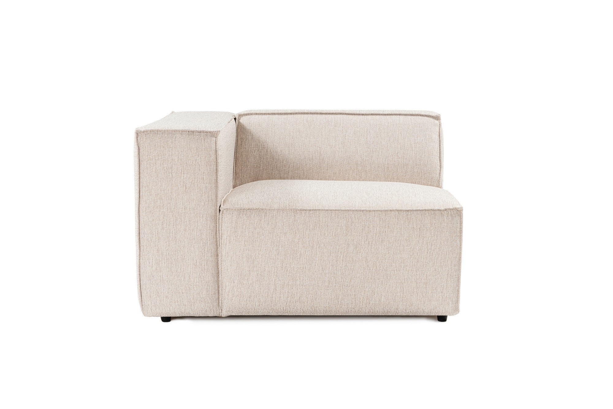 Sofá elegante de 1 lugar, marrom claro, 66 cm de altura | Estrutura 100% madeira de carpa, tecido 100% linho, espuma 32 DNS, inclui 1 almofada | Design elegante e confortável