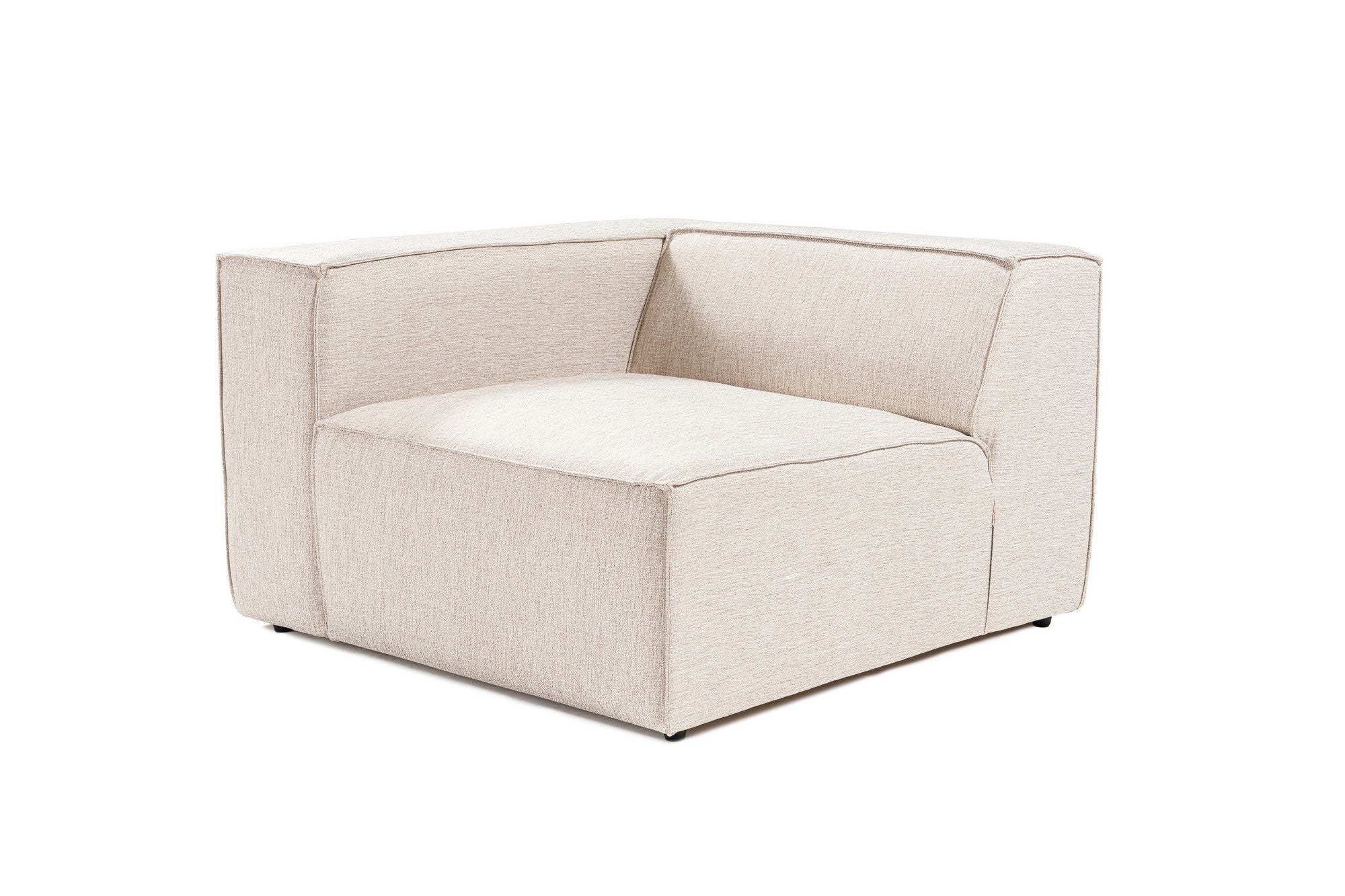Sofá elegante de 1 lugar, marrom claro, 66 cm de altura | Estrutura 100% madeira de carpa, tecido 100% linho, espuma 32 DNS, inclui 1 almofada | Design elegante e confortável