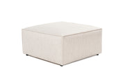 Elegante pufe marrom claro, 43 cm de altura, estrutura 100% madeira de carpa, tecido 100% linho, espuma 32 DNS para maior conforto, pernas de plástico estilosas | Perfeito para espaços modernos