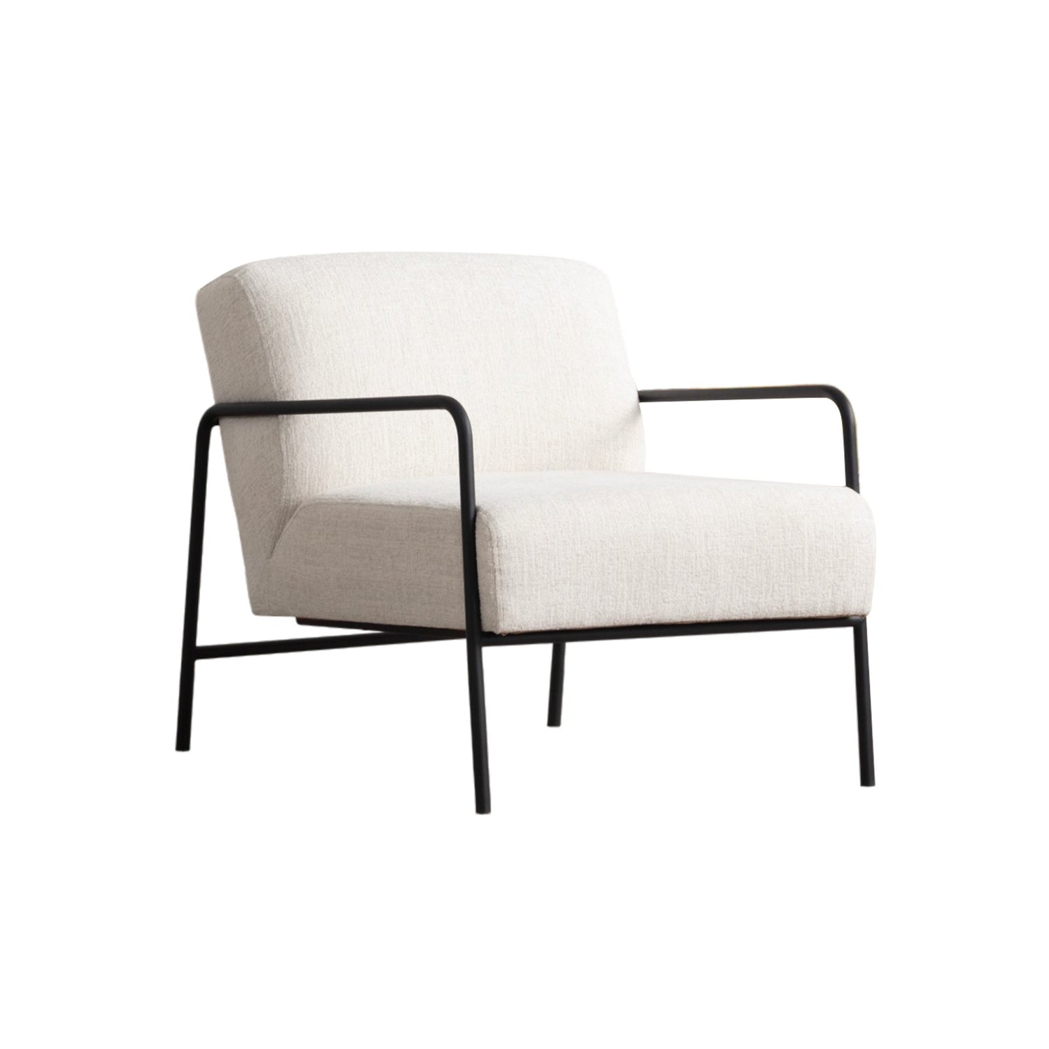 Poltrona Elegante, Branca, 70 x 90 x 75 cm | Estrutura em madeira de faia e aglomerado, 100% poliéster, almofadas de espuma macia | Pernas de metal pretas elegantes, laváveis a seco