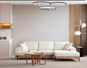 Sofá de canto elegante, branco, 280 x 170 cm | Estrutura em madeira de faia e aglomerado, 100% poliéster, assento em espuma macia | Design moderno com pernas de metal
