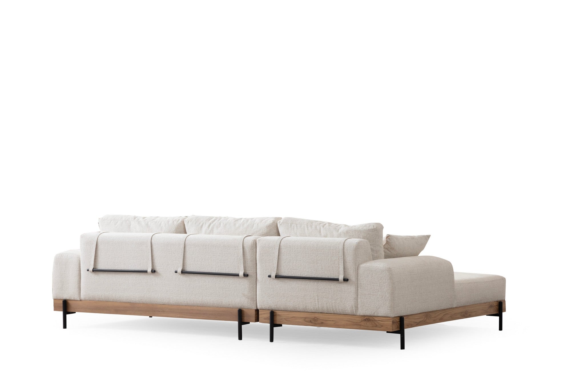 Sofá de canto elegante, branco, 170 x 280 cm | Estrutura em madeira de faia e aglomerado, 100% poliéster, assento em espuma macia | Design moderno com pernas de metal