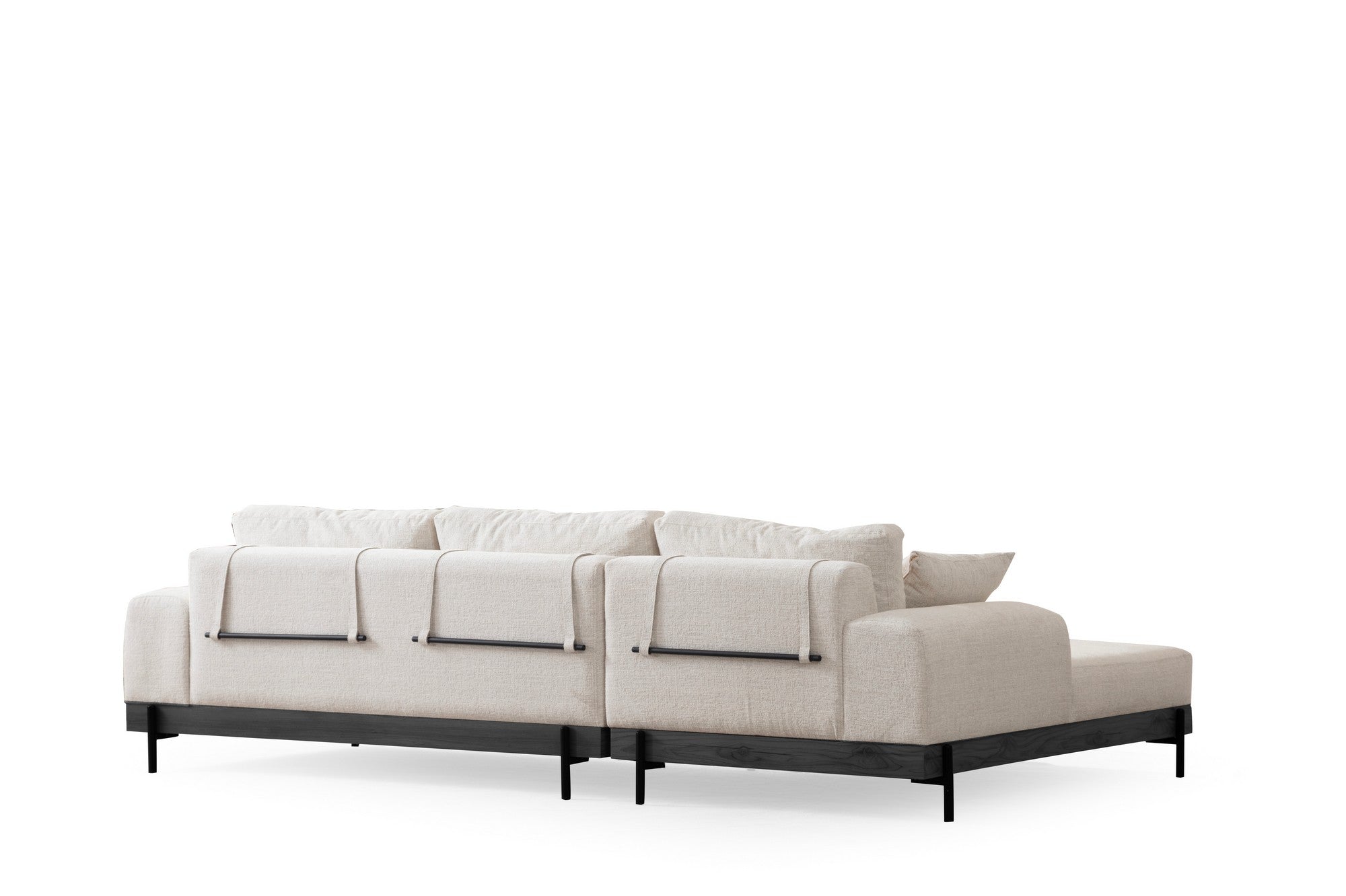 Sofá de canto elegante, branco, 170 x 280 cm | Estrutura em madeira de faia e aglomerado, 100% poliéster, assento em espuma macia | Design moderno com pernas de metal