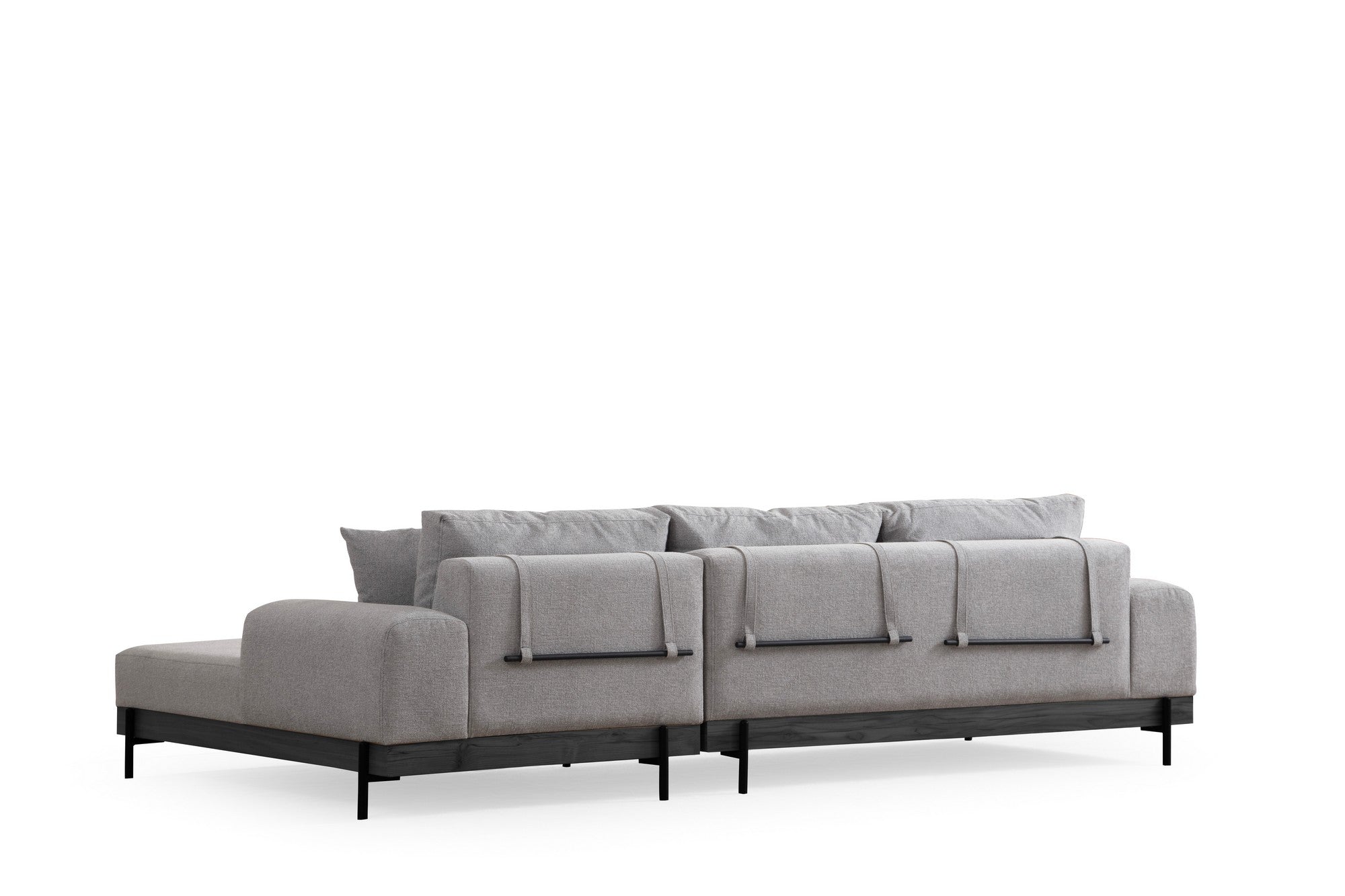 Sofá de canto elegante, cinza, 280 x 170 cm | Estrutura em madeira de faia e aglomerado, 100% poliéster, assento em espuma macia | Design moderno com pernas de metal, lavável a seco