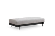 Puff estiloso com estrutura de madeira de faia, 158 x 68 x 38 cm, tecido de poliéster cinza, espuma macia e almofada de encosto portátil, pernas de metal | Perfeito para espaços modernos