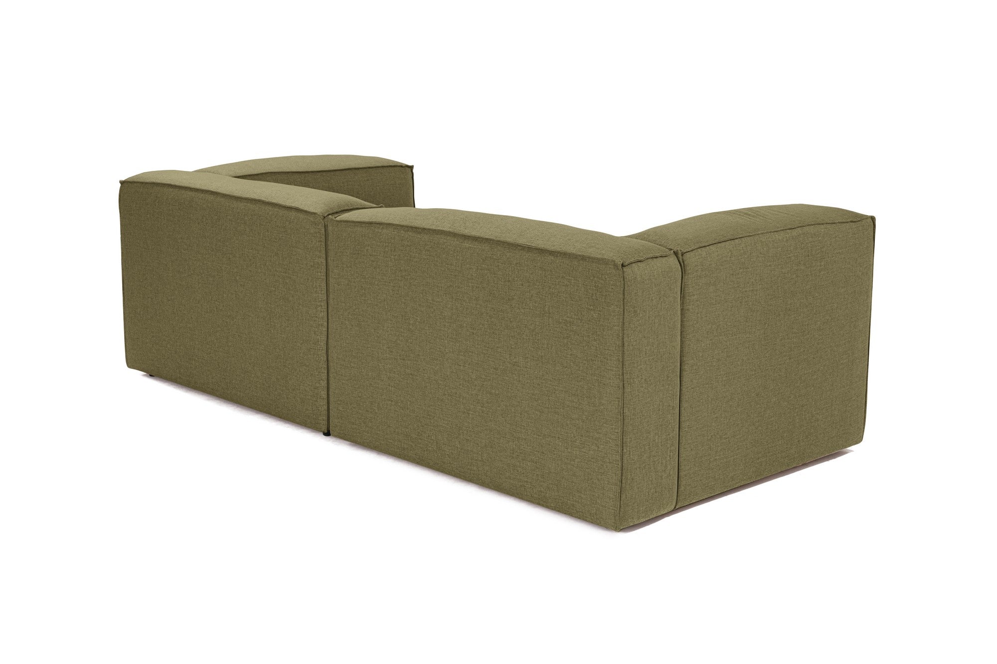 Sofá elegante de 2 lugares, linho verde, 214 x 105 x 66 cm | Estrutura 100% madeira de carpa, espuma 32 DNS, pernas de plástico | Perfeito para salas de estar modernas e relaxamento