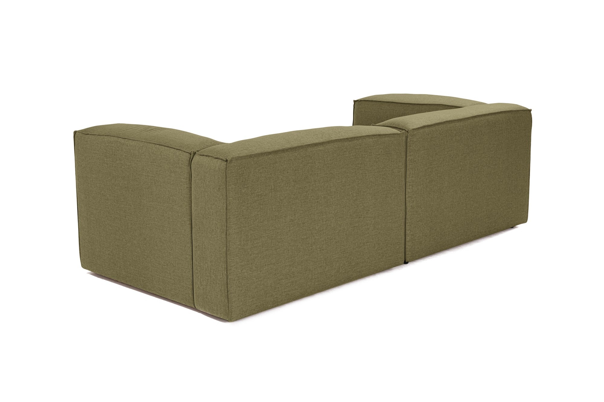 Sofá elegante de 2 lugares, linho verde, 214 x 105 x 66 cm | Estrutura 100% madeira de carpa, espuma 32 DNS, pernas de plástico | Perfeito para salas de estar modernas e relaxamento