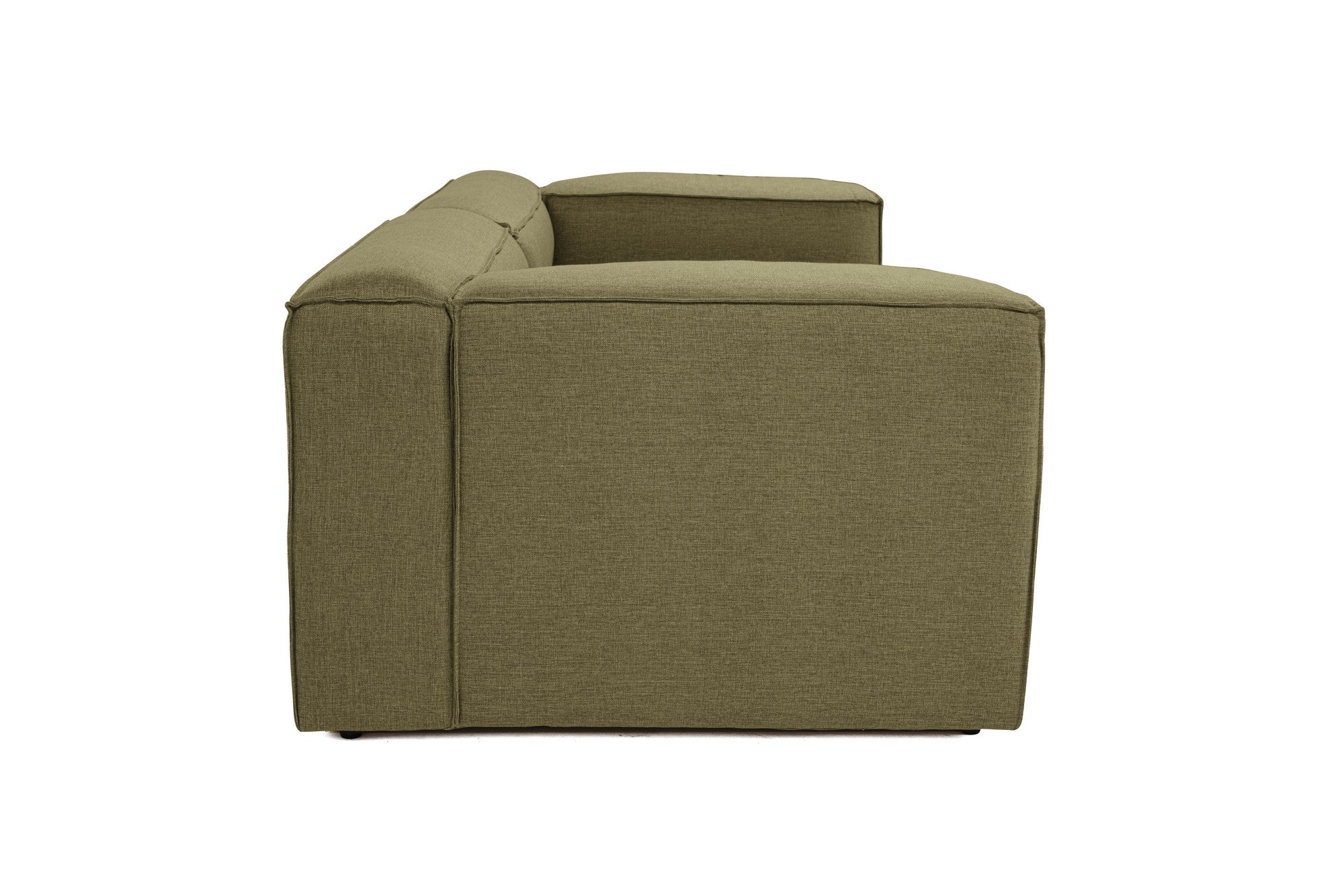 Sofá elegante de 2 lugares, linho verde, 214 x 105 x 66 cm | Estrutura 100% madeira de carpa, espuma 32 DNS, pernas de plástico | Perfeito para salas de estar modernas e relaxamento
