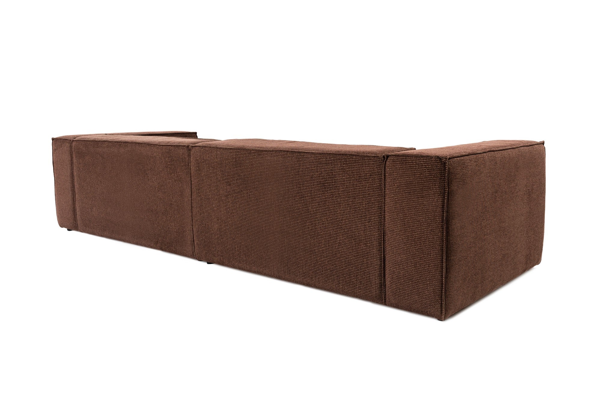 Sofá elegante de 4 lugares, tecido de linho marrom, 300 x 108 x 65 cm | Assentos de espuma DNS 32, pernas de plástico, inclui 2 almofadas | Perfeito para salas de estar modernas