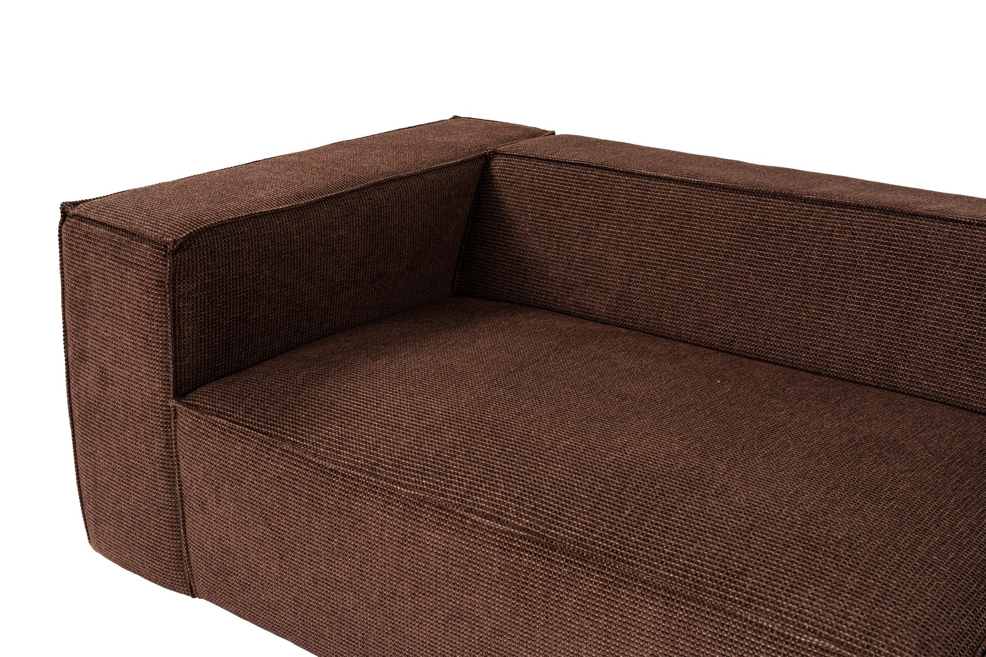 Sofá elegante de 4 lugares, tecido de linho marrom, 300 x 108 x 65 cm | Assentos de espuma DNS 32, pernas de plástico, inclui 2 almofadas | Perfeito para salas de estar modernas