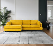 Sofá de canto elegante verde-oliva, 330 cm | Estrutura em madeira de faia e aglomerado, 100% poliéster, espuma 28 DNS | Almofadas portáteis, design elegante para uma vida moderna
