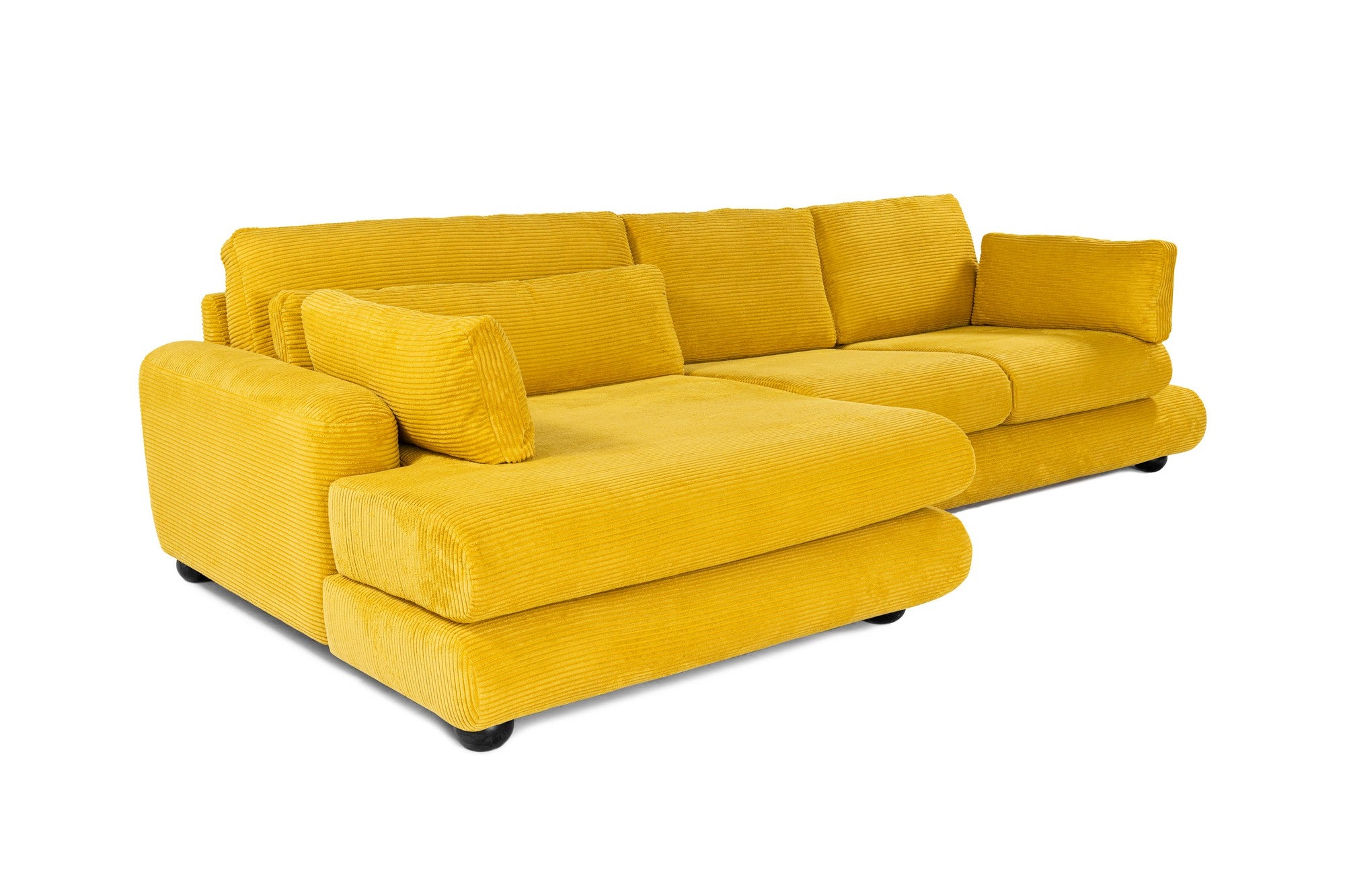 Sofá de canto elegante verde-oliva, 330 cm | Estrutura em madeira de faia e aglomerado, 100% poliéster, espuma 28 DNS | Almofadas portáteis, design elegante para uma vida moderna
