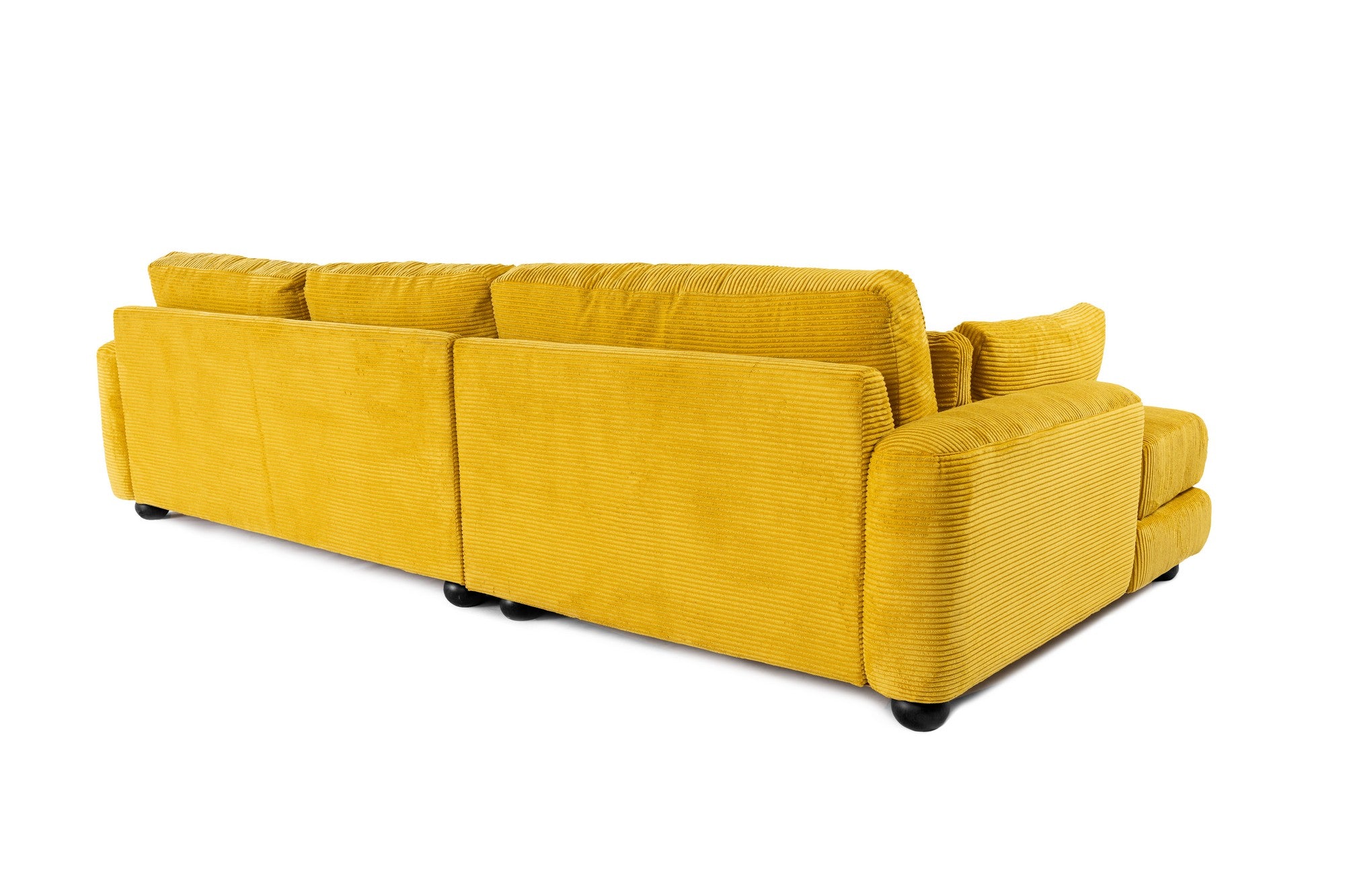 Sofá de canto elegante verde-oliva, 330 cm | Estrutura em madeira de faia e aglomerado, 100% poliéster, espuma 28 DNS | Almofadas portáteis, design elegante para uma vida moderna