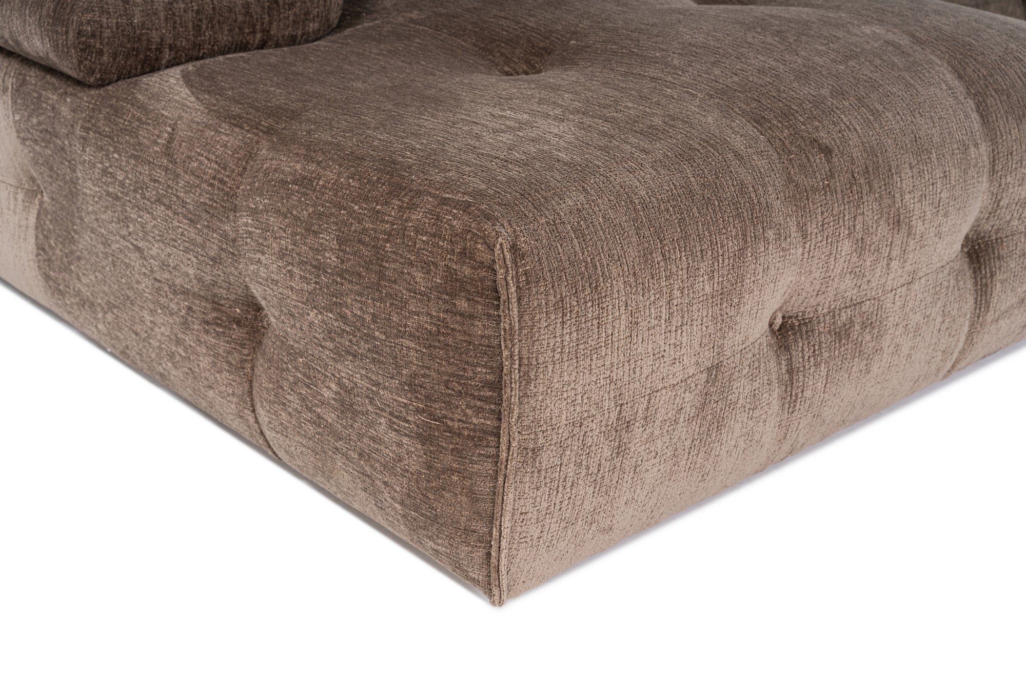 Sofá de canto elegante, tecido cinza, 303 x 190 cm | Estrutura em madeira de faia e aglomerado, espuma 28 DNS, almofadas fixas | Perfeito para salas de estar modernas