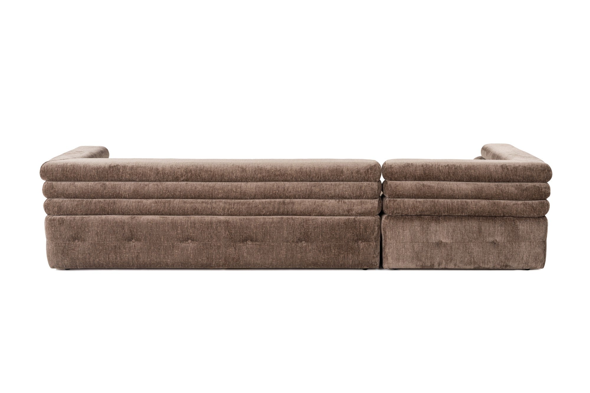 Sofá de canto elegante, tecido cinza, 303 x 190 cm | Estrutura em madeira de faia e aglomerado, espuma 28 DNS, almofadas fixas | Perfeito para salas de estar modernas