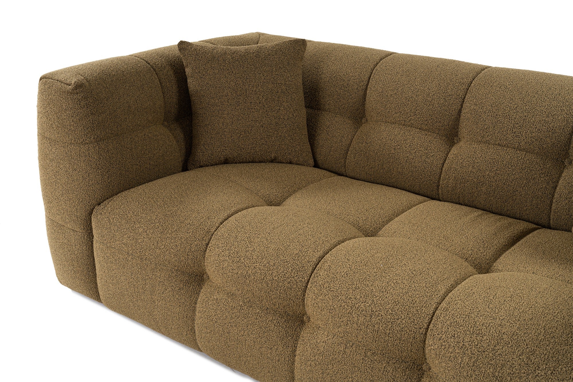 Sofá elegante de 2 lugares, cáqui, 195 x 100 x 72 cm | Estrutura em madeira de faia e aglomerado, 100% poliéster, espuma 28 DNS | Almofadas fixas, tecido fácil de limpar, design moderno
