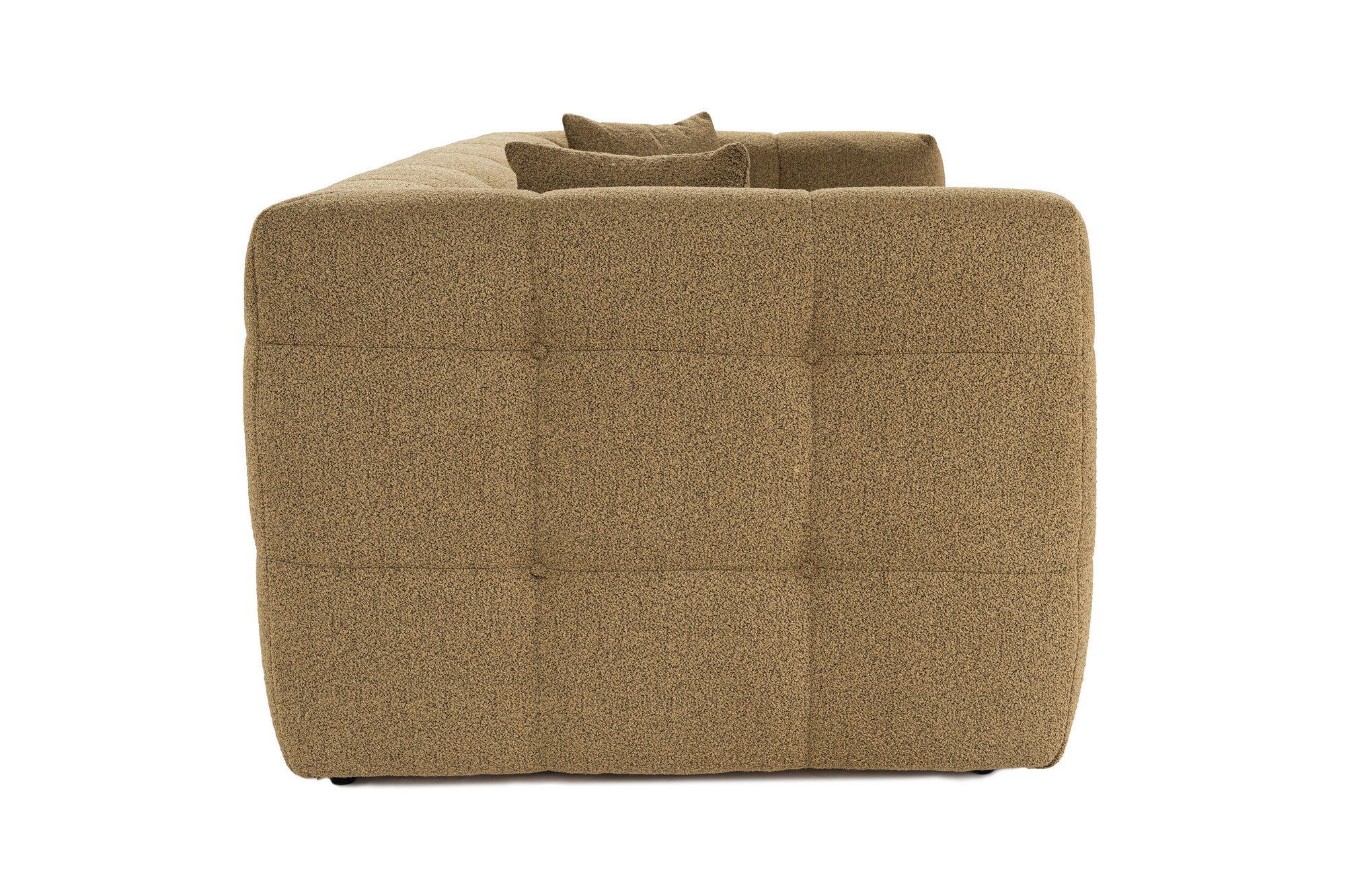 Sofá elegante de 2 lugares, cáqui, 195 x 100 x 72 cm | Estrutura em madeira de faia e aglomerado, 100% poliéster, espuma 28 DNS | Almofadas fixas, tecido fácil de limpar, design moderno