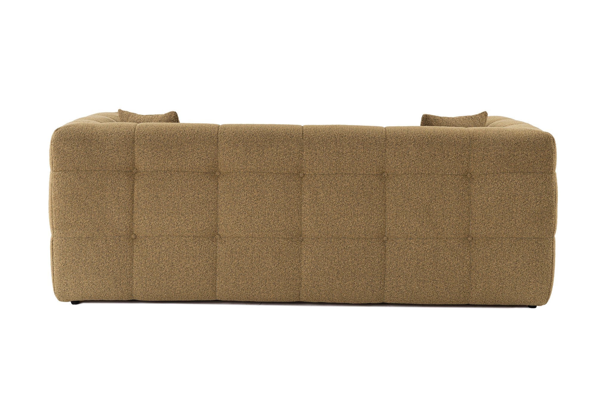 Sofá elegante de 2 lugares, cáqui, 195 x 100 x 72 cm | Estrutura em madeira de faia e aglomerado, 100% poliéster, espuma 28 DNS | Almofadas fixas, tecido fácil de limpar, design moderno
