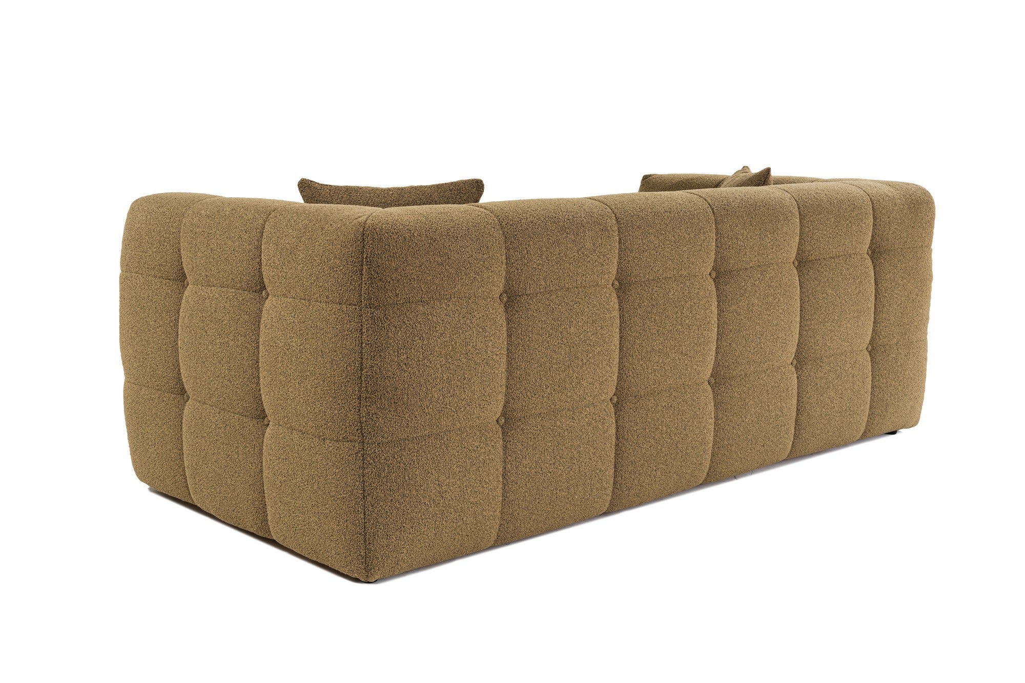 Sofá elegante de 2 lugares, cáqui, 195 x 100 x 72 cm | Estrutura em madeira de faia e aglomerado, 100% poliéster, espuma 28 DNS | Almofadas fixas, tecido fácil de limpar, design moderno
