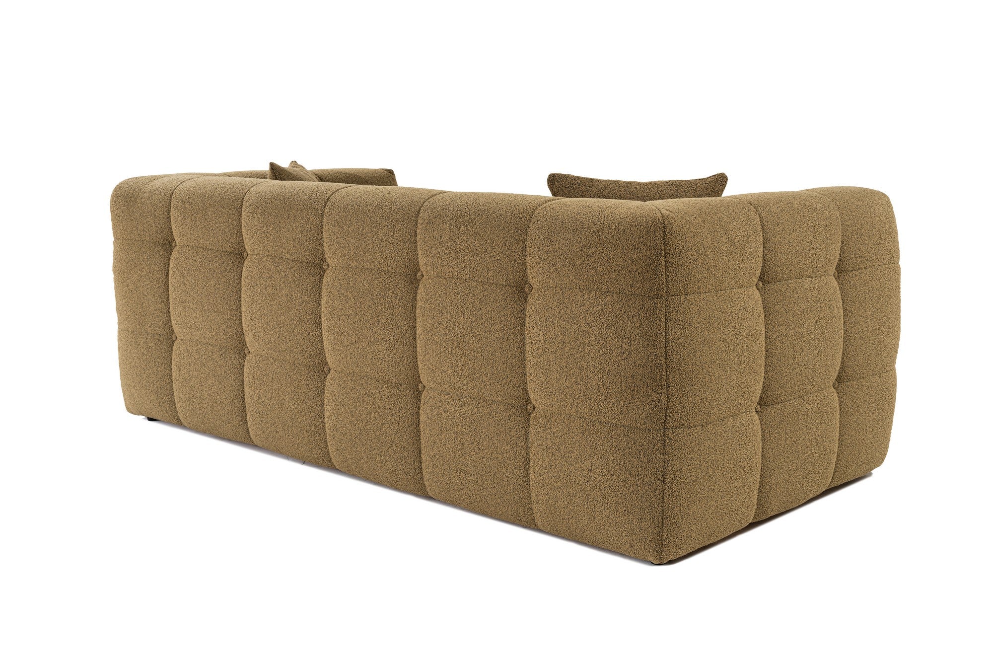 Sofá elegante de 2 lugares, cáqui, 195 x 100 x 72 cm | Estrutura em madeira de faia e aglomerado, 100% poliéster, espuma 28 DNS | Almofadas fixas, tecido fácil de limpar, design moderno