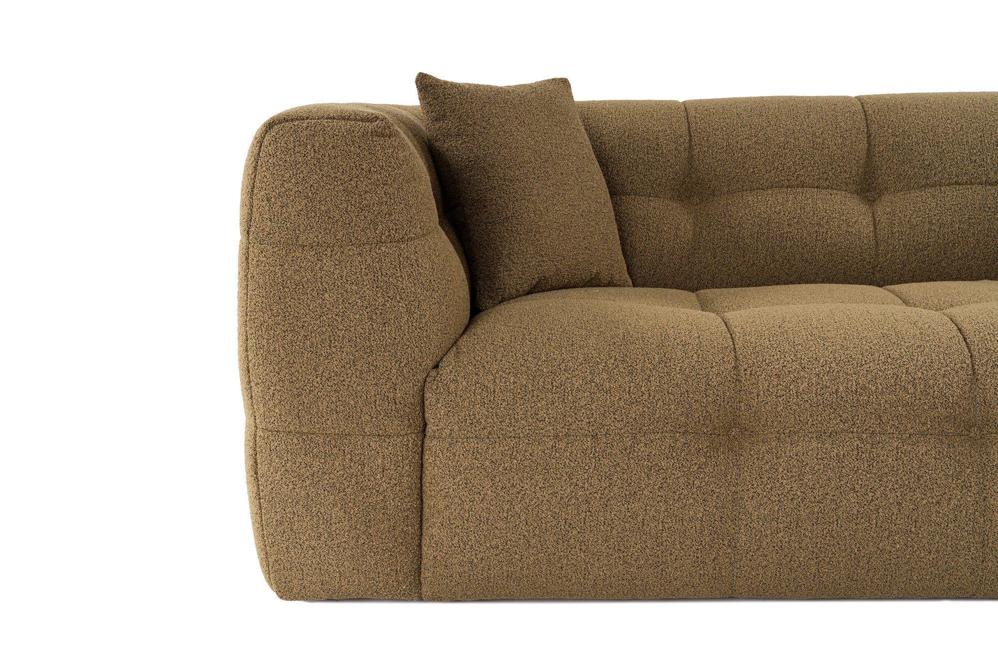 Sofá elegante de 2 lugares, cáqui, 195 x 100 x 72 cm | Estrutura em madeira de faia e aglomerado, 100% poliéster, espuma 28 DNS | Almofadas fixas, tecido fácil de limpar, design moderno