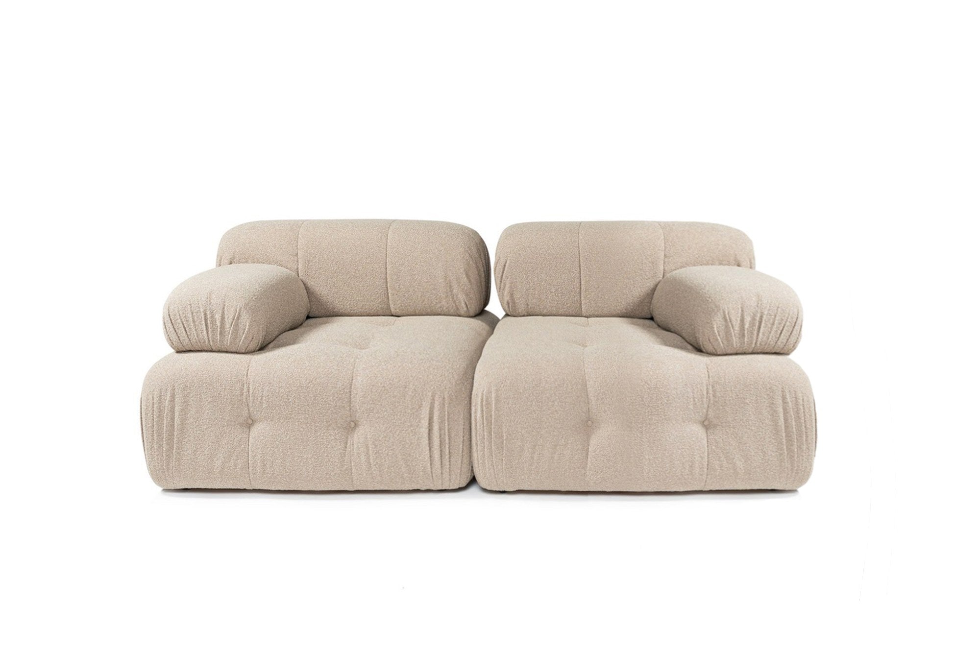 Sofá elegante de 2 lugares, cor pêssego, 200 x 100 x 80 cm | Estrutura em madeira de faia e aglomerado, 100% poliéster, espuma 28 DNS | Design moderno com mecanismo de mudança