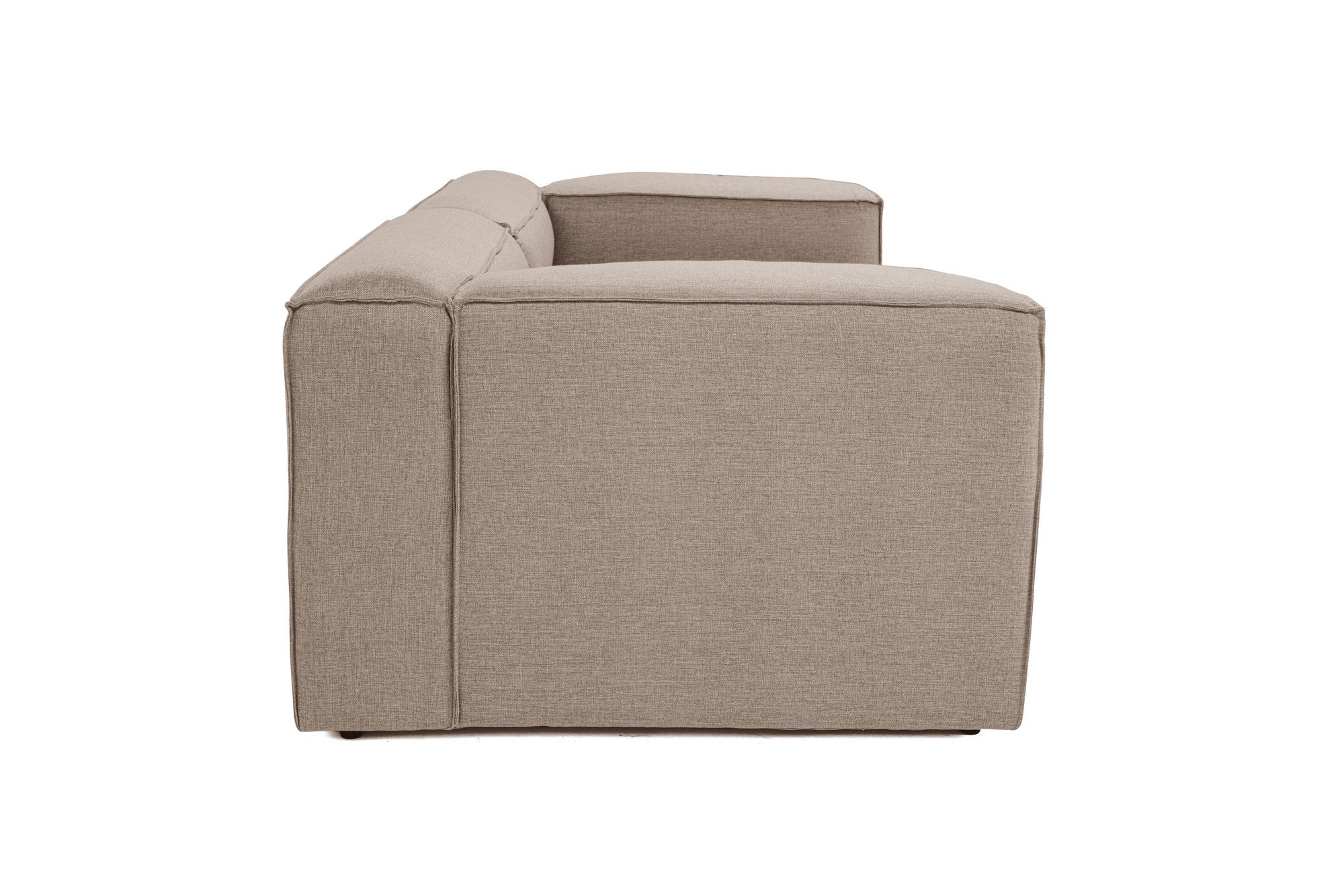 Sofá elegante de 2 lugares, tecido de linho marrom, 214 x 105 x 66 cm | Estrutura 100% madeira de carpa, espuma 32 DNS, pernas de plástico | Perfeito para salas de estar modernas